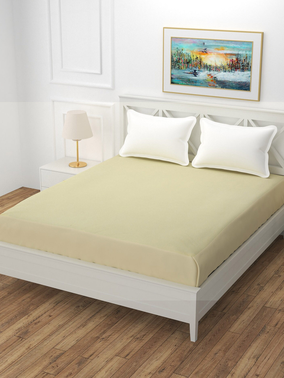 BREVARD Off-White Queen Terry Water Resistant Mattress Protector