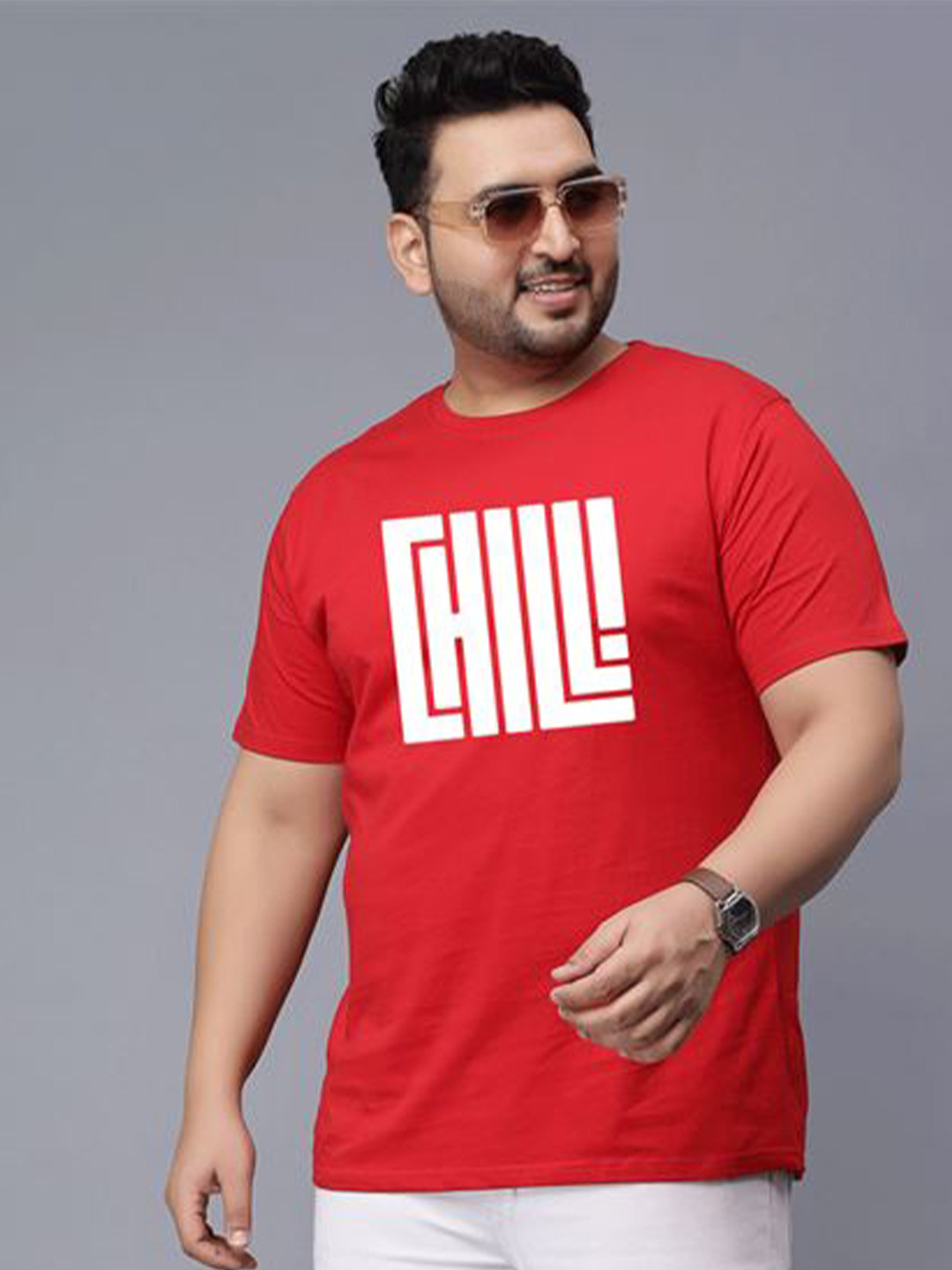 Toodle Plus Unisex Plus Size Typography Striped Cotton T-shirt