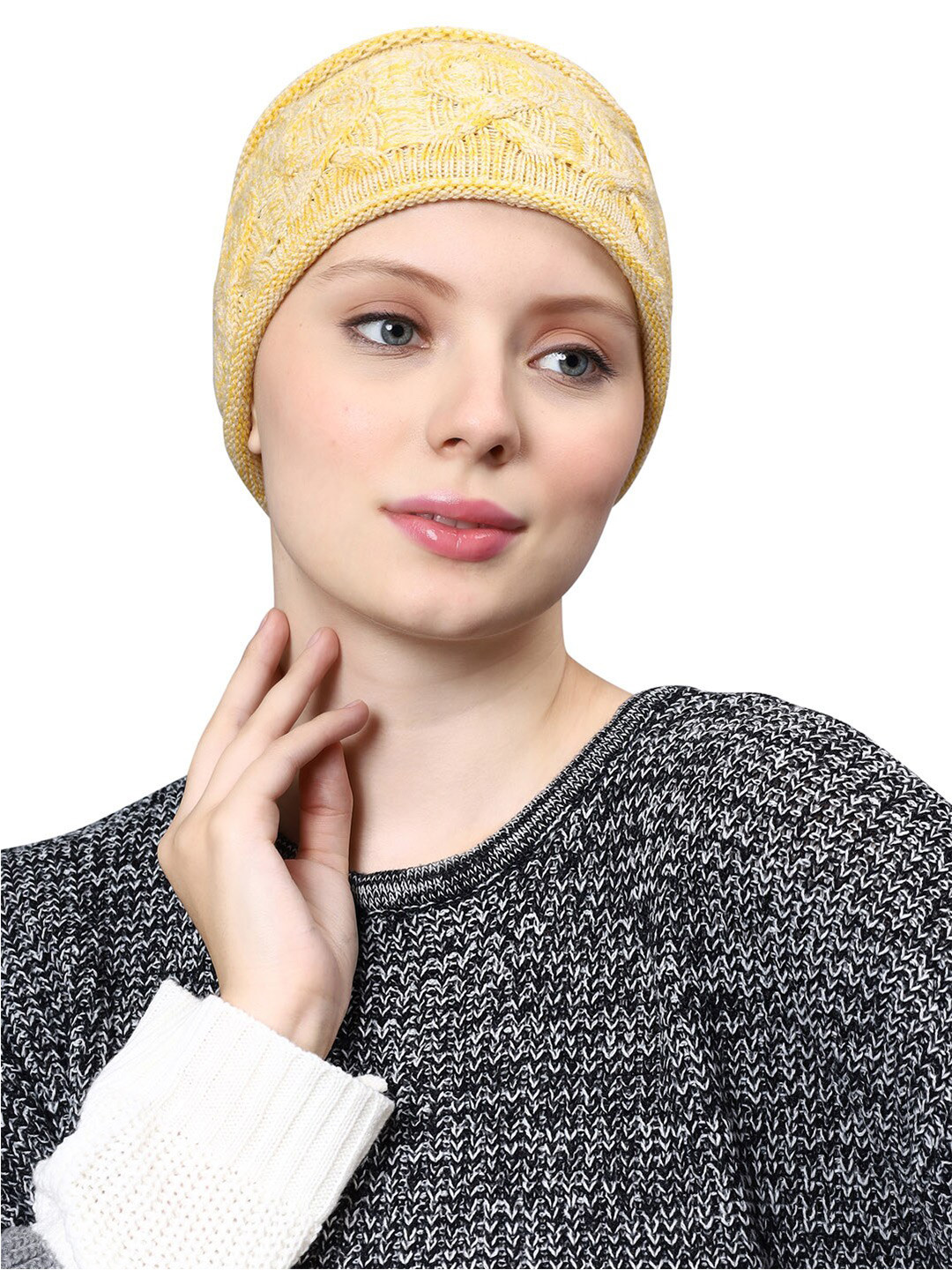 Bharatasya Winter Knitted Earwarmer bandana Headband With Rolled Edges