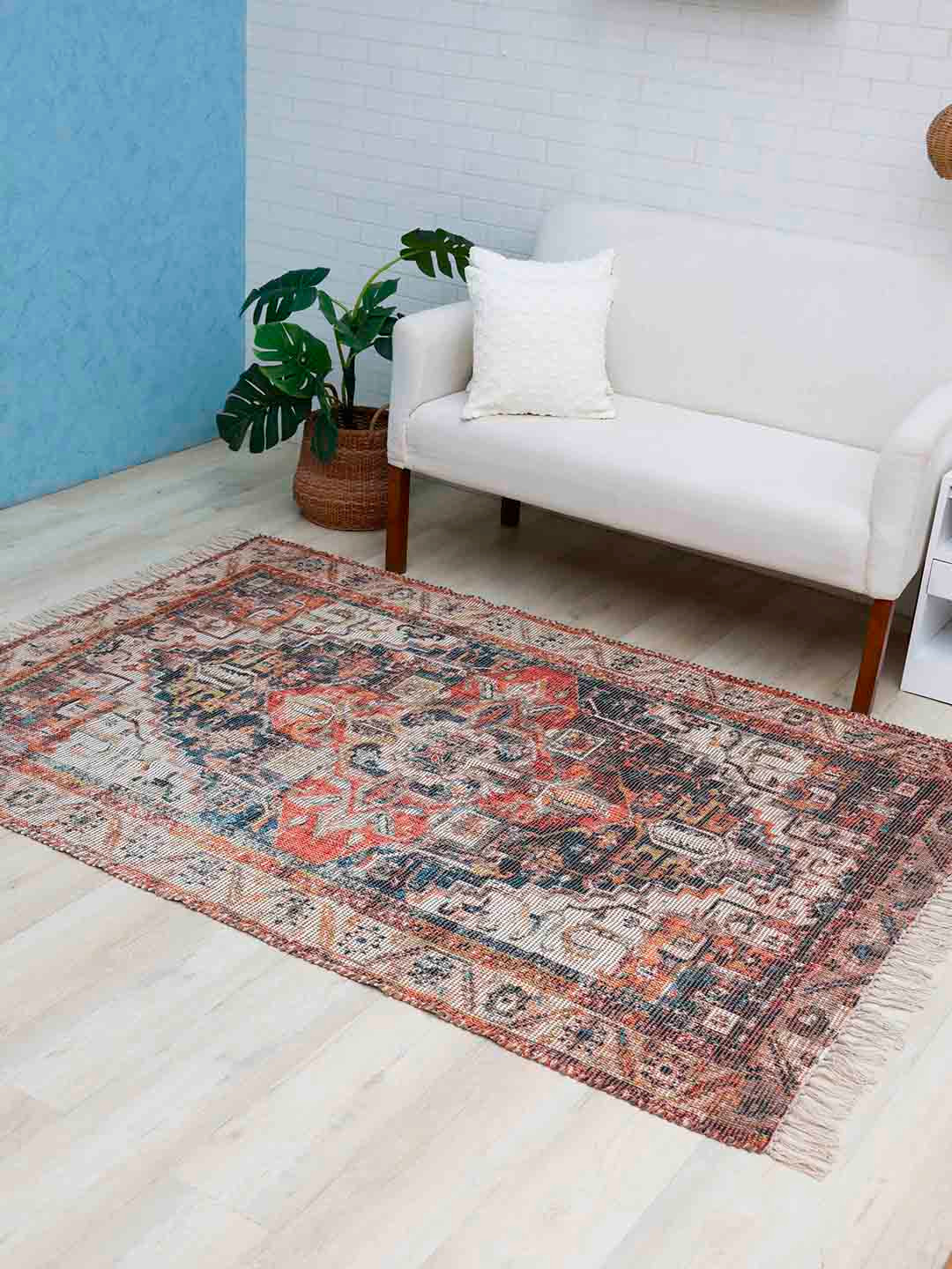 Ariana Rust & Beige Digital Printed Jute Dhurrie