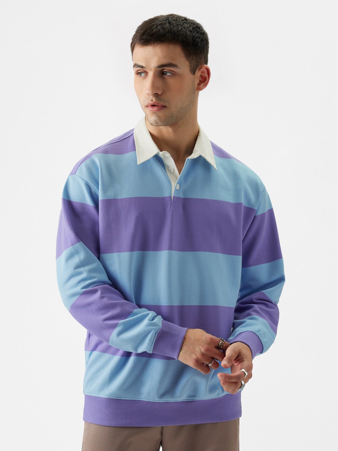 Striped hotsell collared sweatshirt