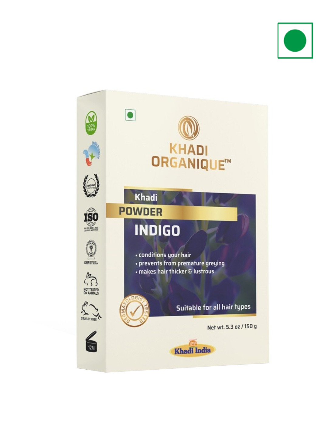 Khadi Organique Hair Color For Premature Greying - 150g - Indigo