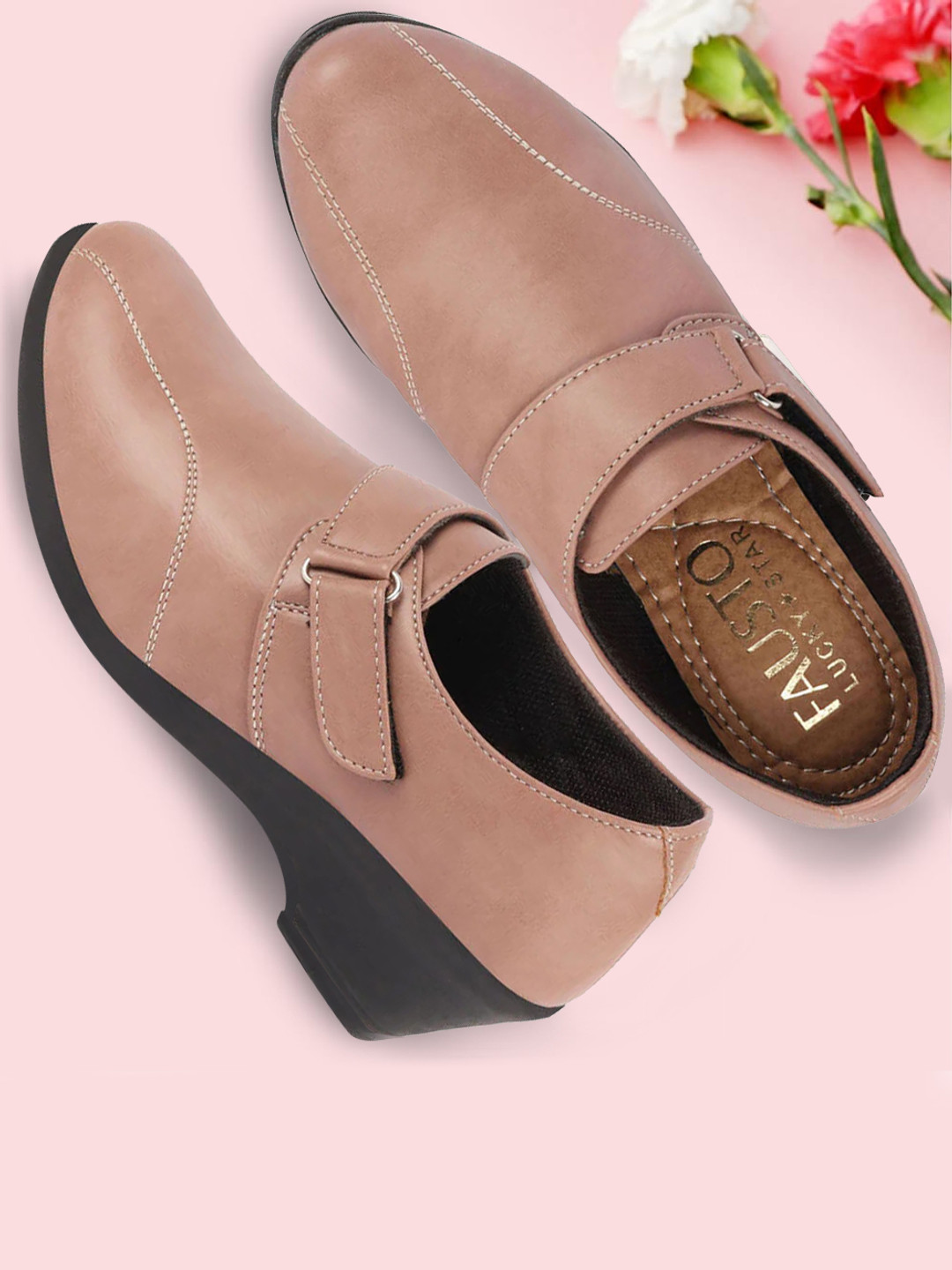 FAUSTO Round Toe Block Heel Pumps