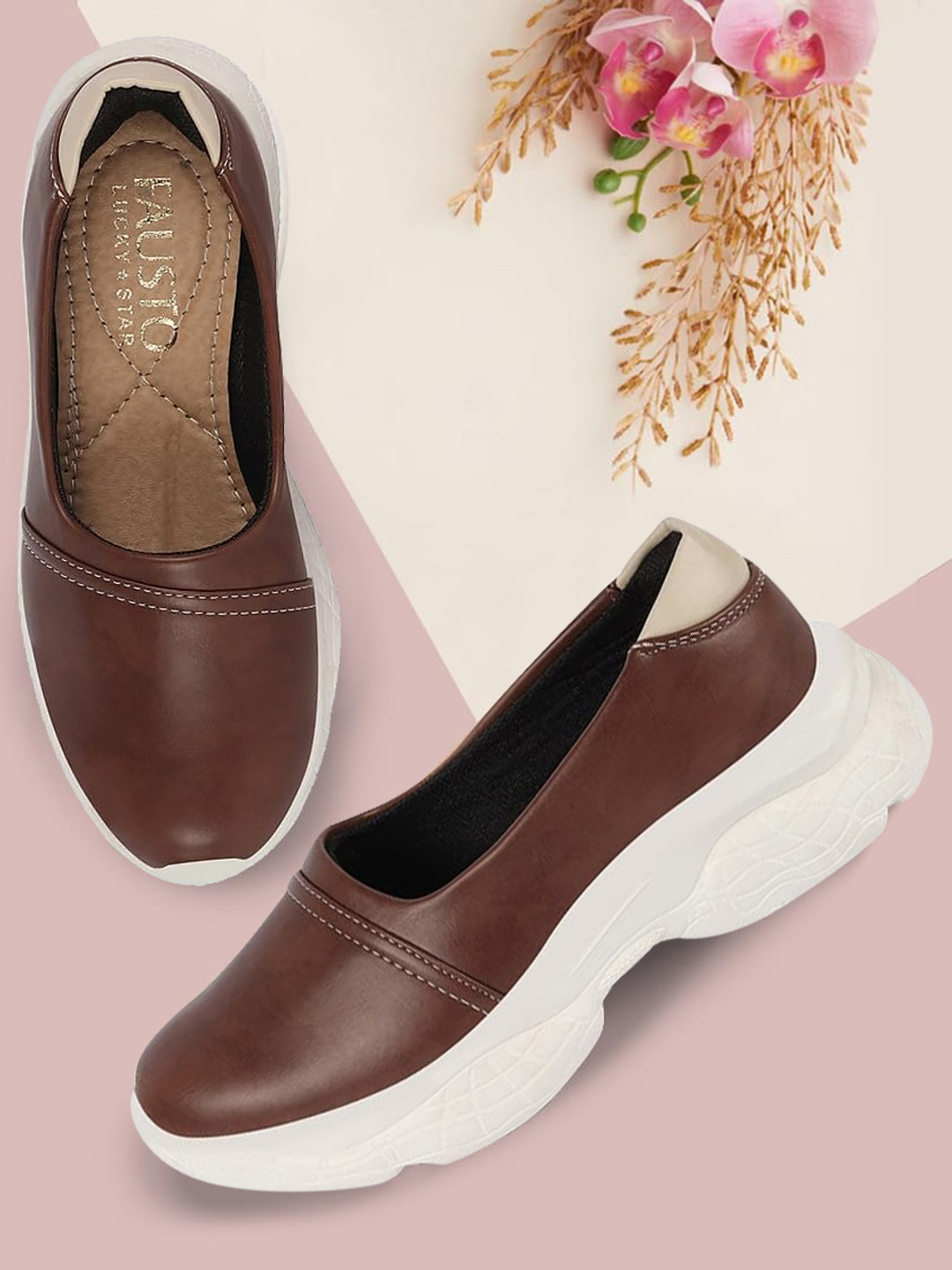 FAUSTO Women Lightweight Stitched Design Comfort Insole Slip-On Sneakers