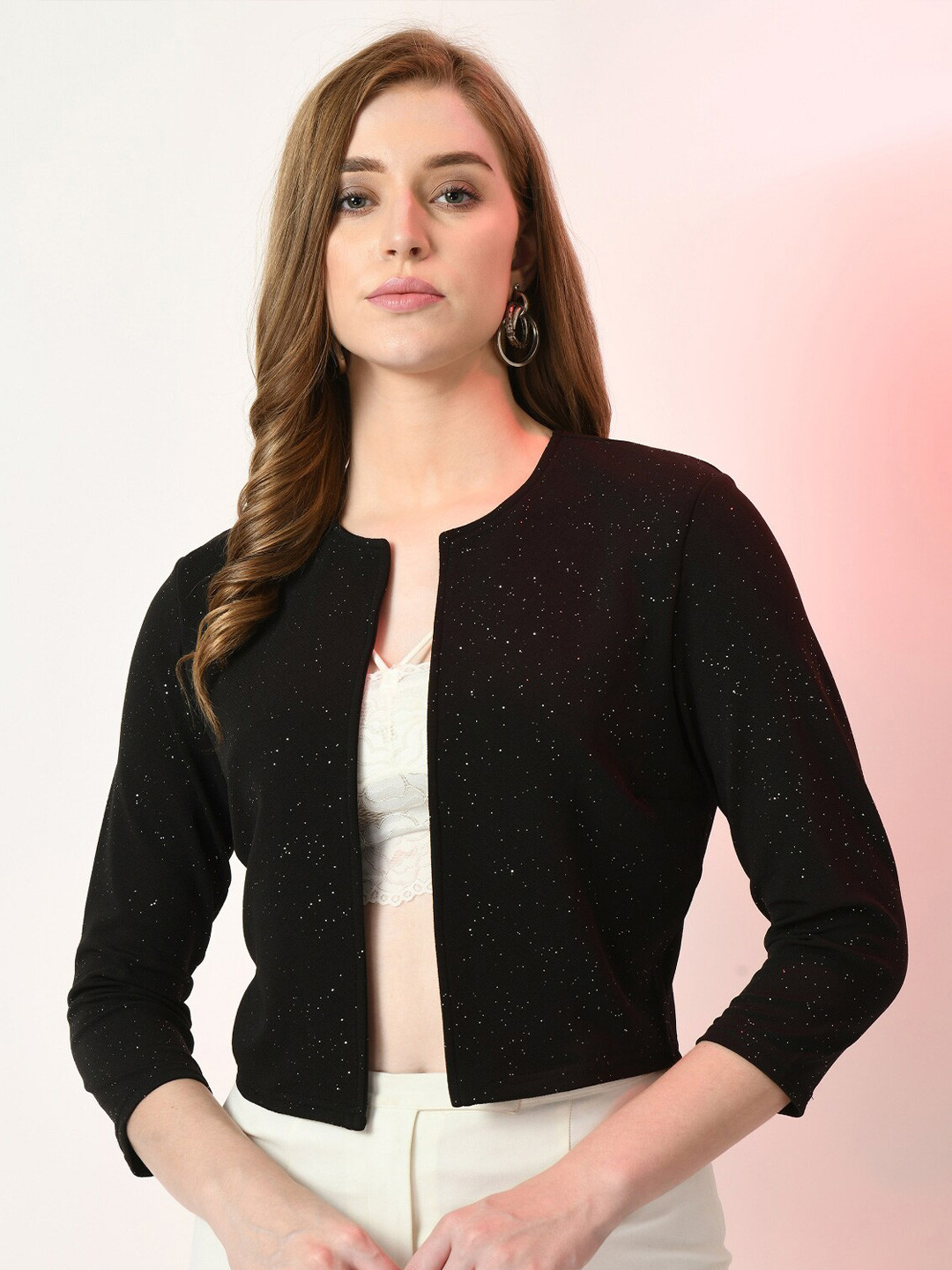IUGA Embellished Crop Open Front Shrug