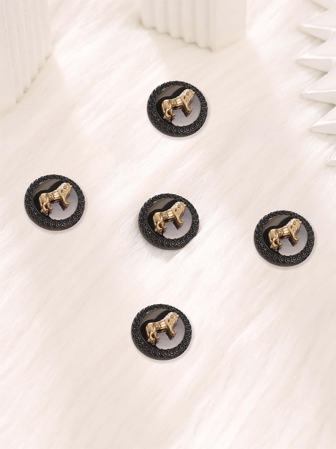 COSA NOSTRAA Men Set of 5 Gold-Plated Lion Brooch
