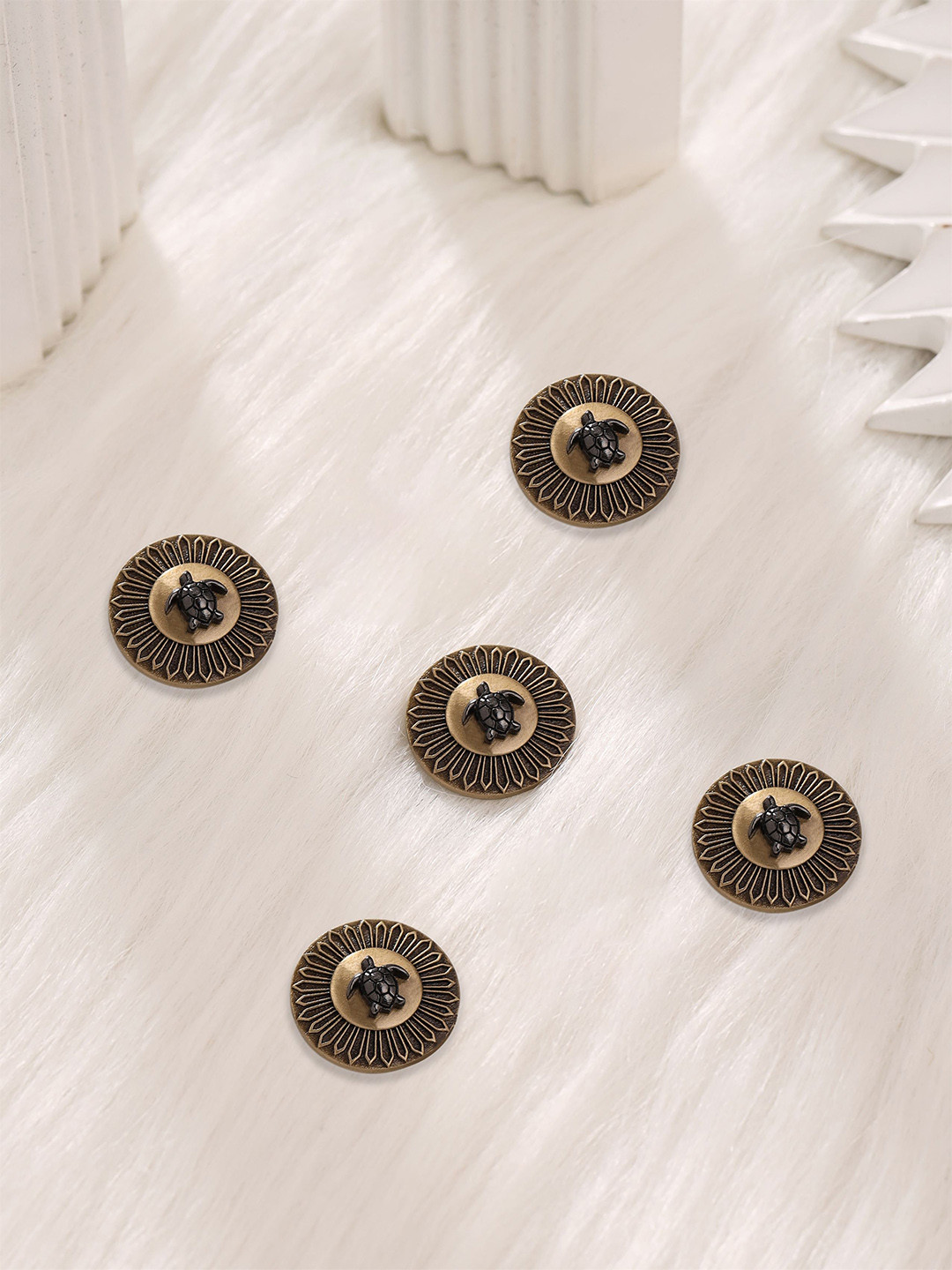 COSA NOSTRAA Men Set Of 5 Gold-Plated Turtle Design Brooch