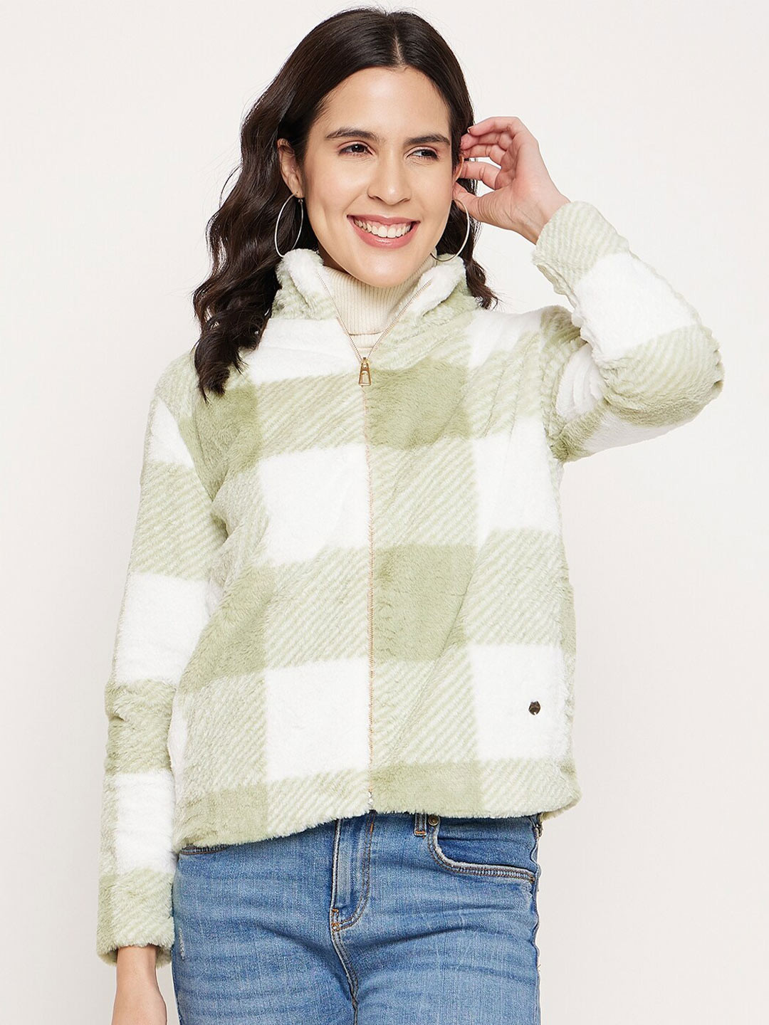 Duke Checked Turtle Neck Fleece Sweatshirt