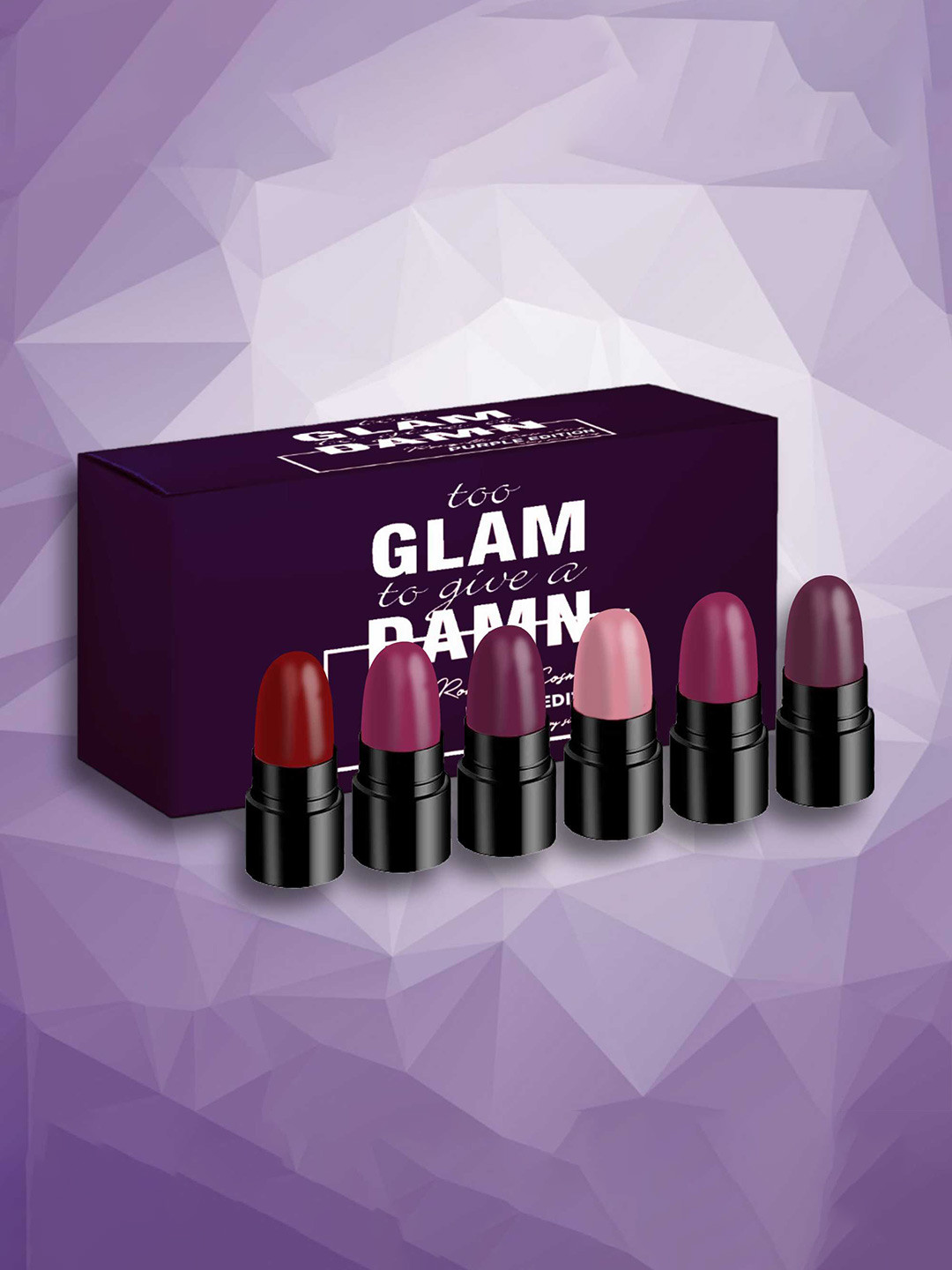 Ronzille 6 Pcs Too Glam To Give A Damn Matte Bullet Lipsticks 1g Each - Purple Edition