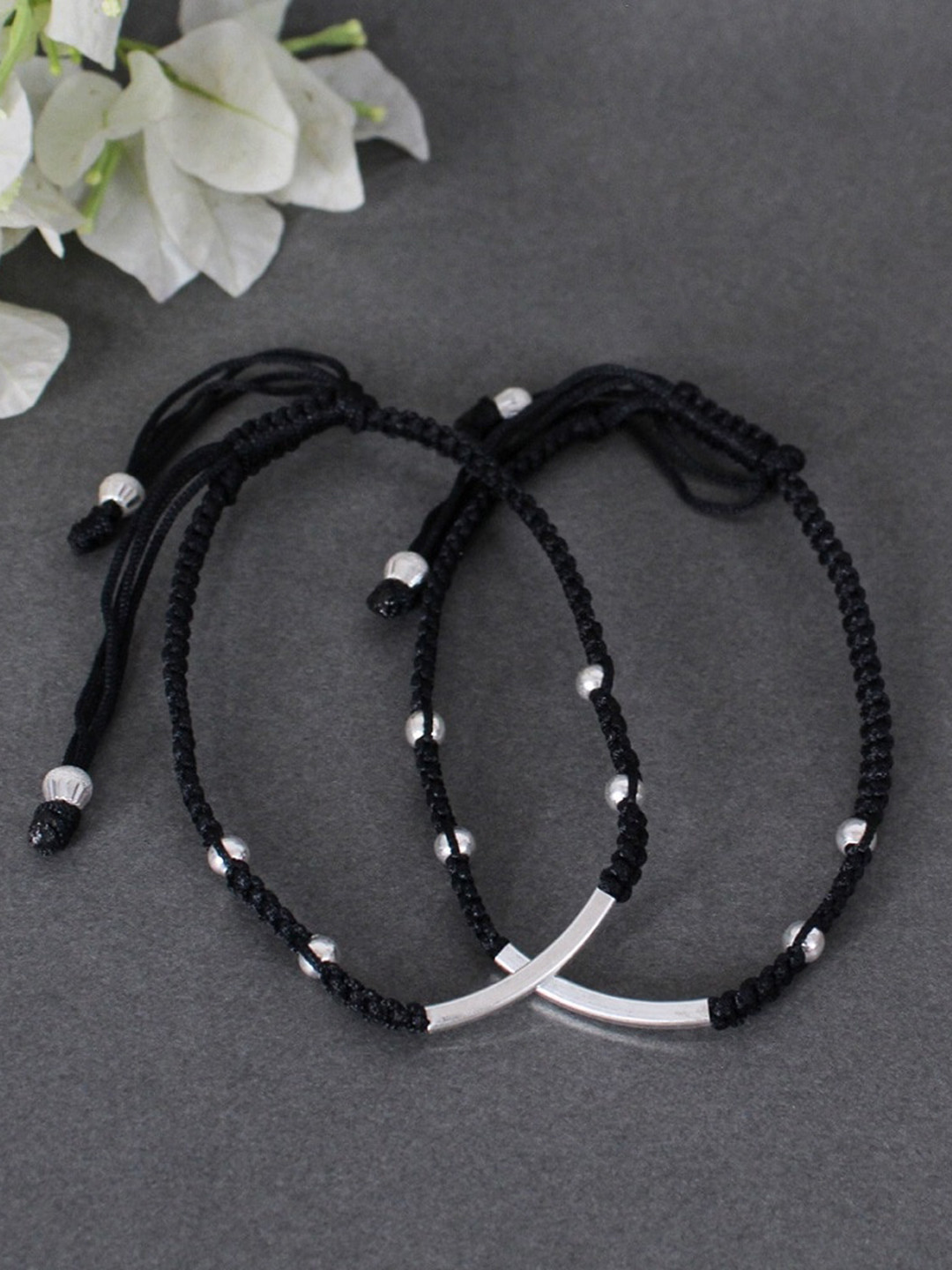 BeAbhika Set Of 2 Beaded Adjustable Anklets