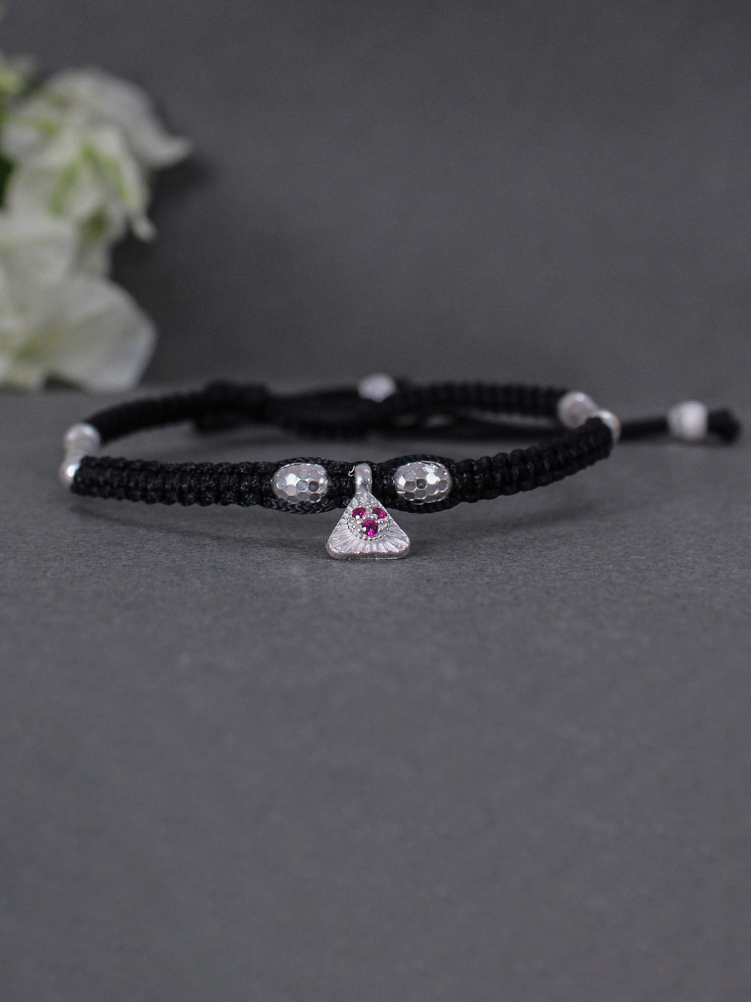 BeAbhika Set Of 2 Stones Studded & Beaded Adjustable Thread Anklets