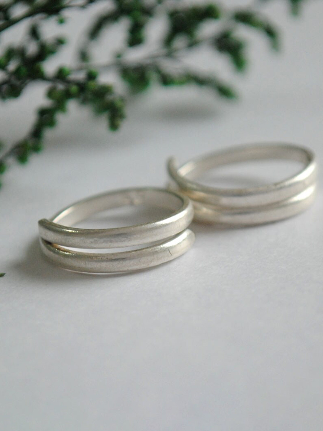 BeAbhika Set Of 2 Silver-Plated Adjustbale Toe Ring