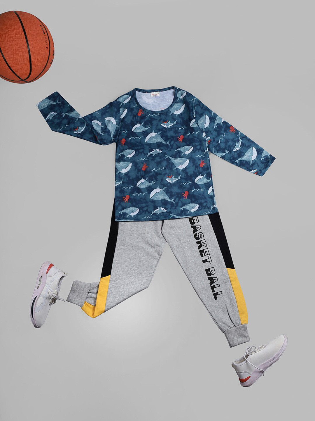 RAINE AND JAINE Boys Printed Pure Cotton T-shirt with Trousers
