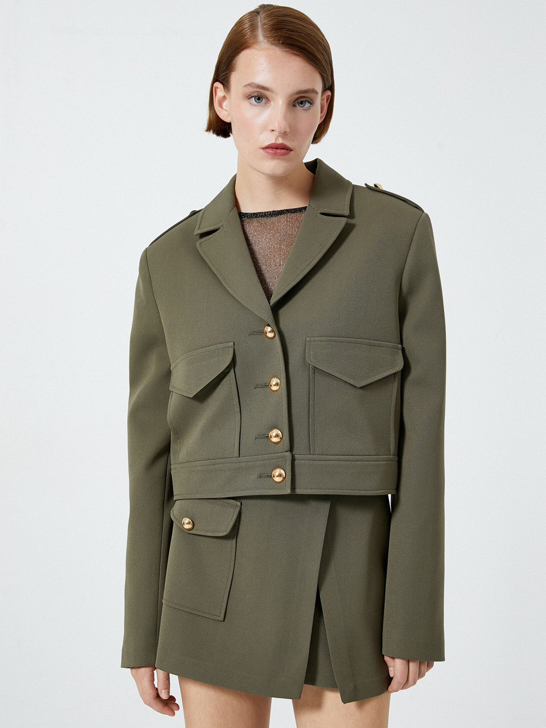 Koton Lapel Collar Crop Tailored Jacket