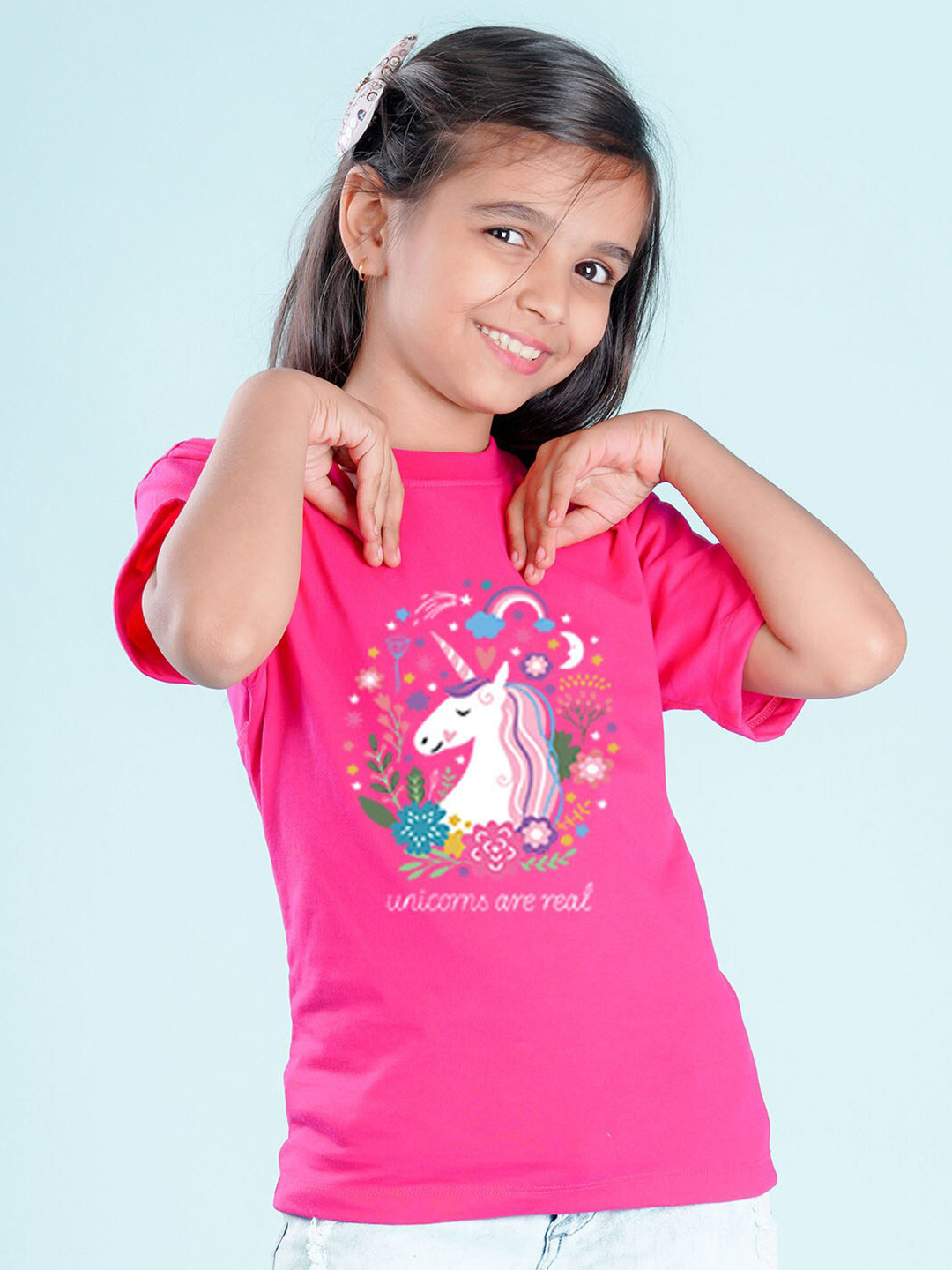 NUSYL Girls Unicorn Printed Oversized T-shirt