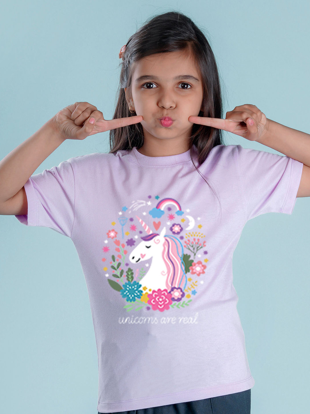 NUSYL Girls Unicorn Printed Oversized T-shirt