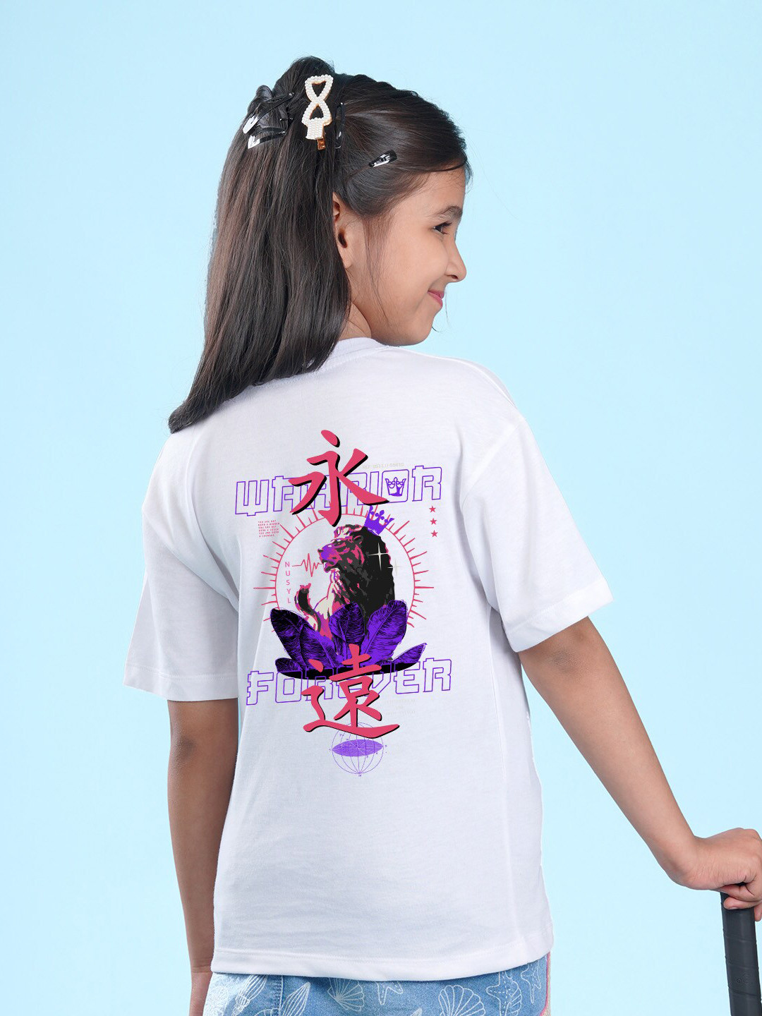 NUSYL Girls Graphic Printed Oversized T-shirt