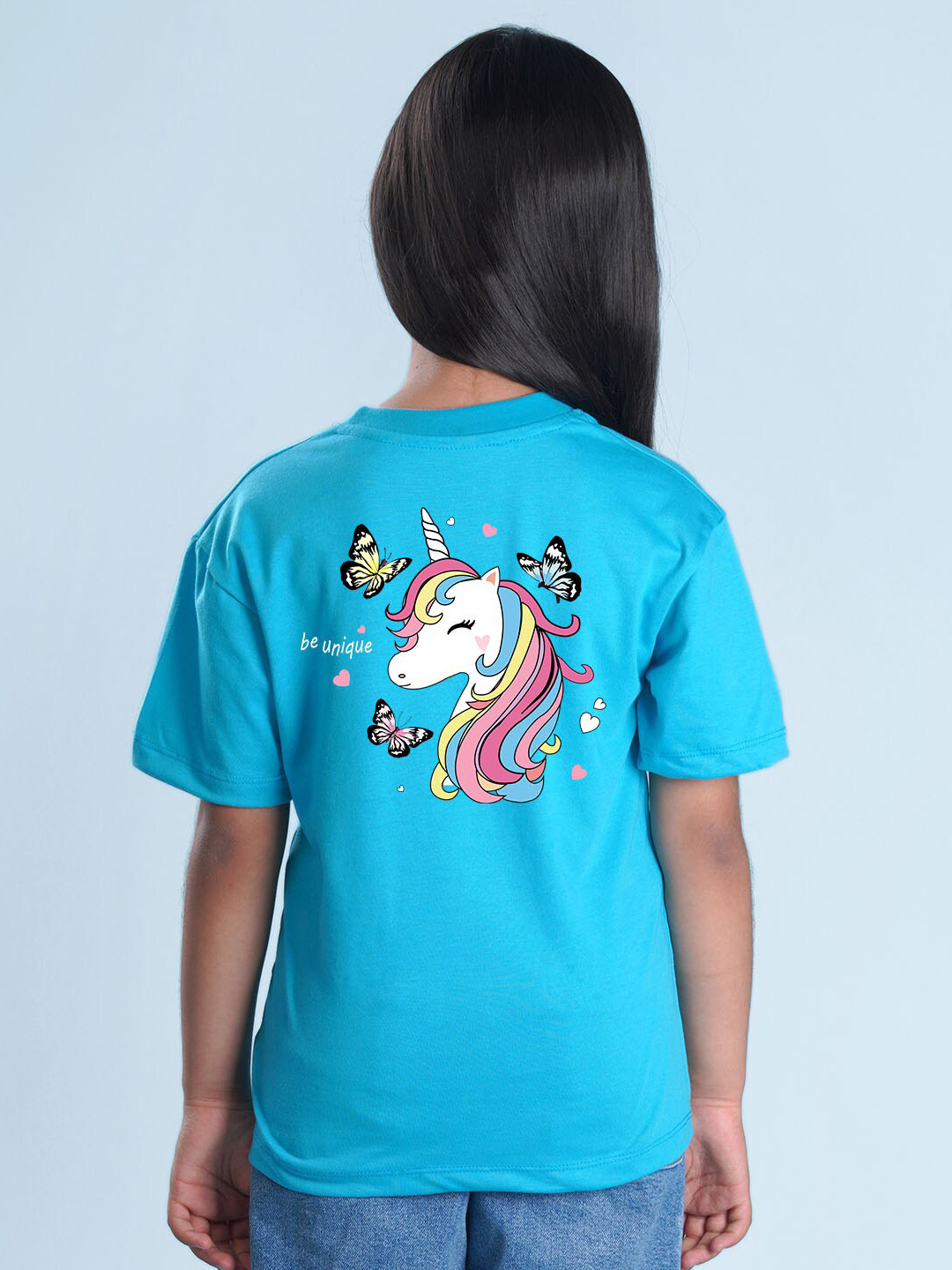 NUSYL Girls Unicorn Printed Oversized T-shirt