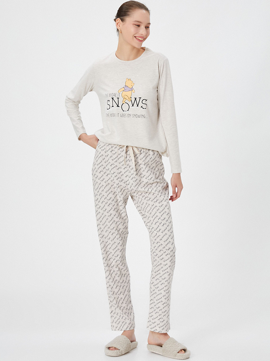 Koton Typography Printed T-Shirt & Lounge Pant