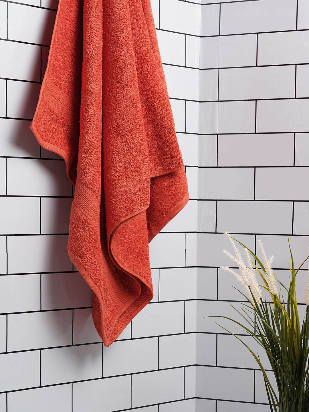 SPACES Red 450GSM Pure Cotton Bath Towel