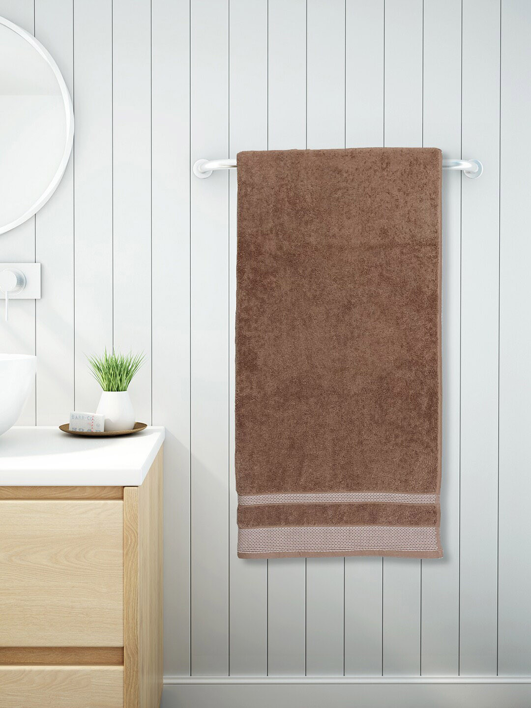 SPACES Brown Pure Cotton Anti-Bacterial 600 GSM Reversible Bath Towel