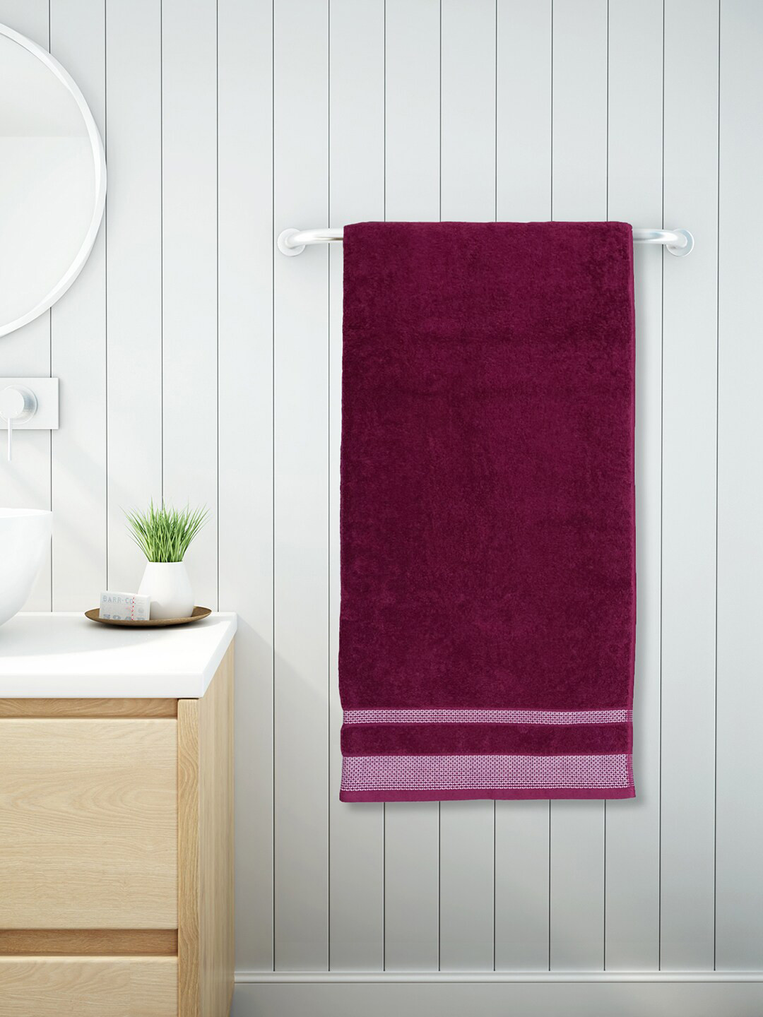 SPACES Violet Pure Cotton Anti-Bacterial 600 GSM Reversible Bath Towel