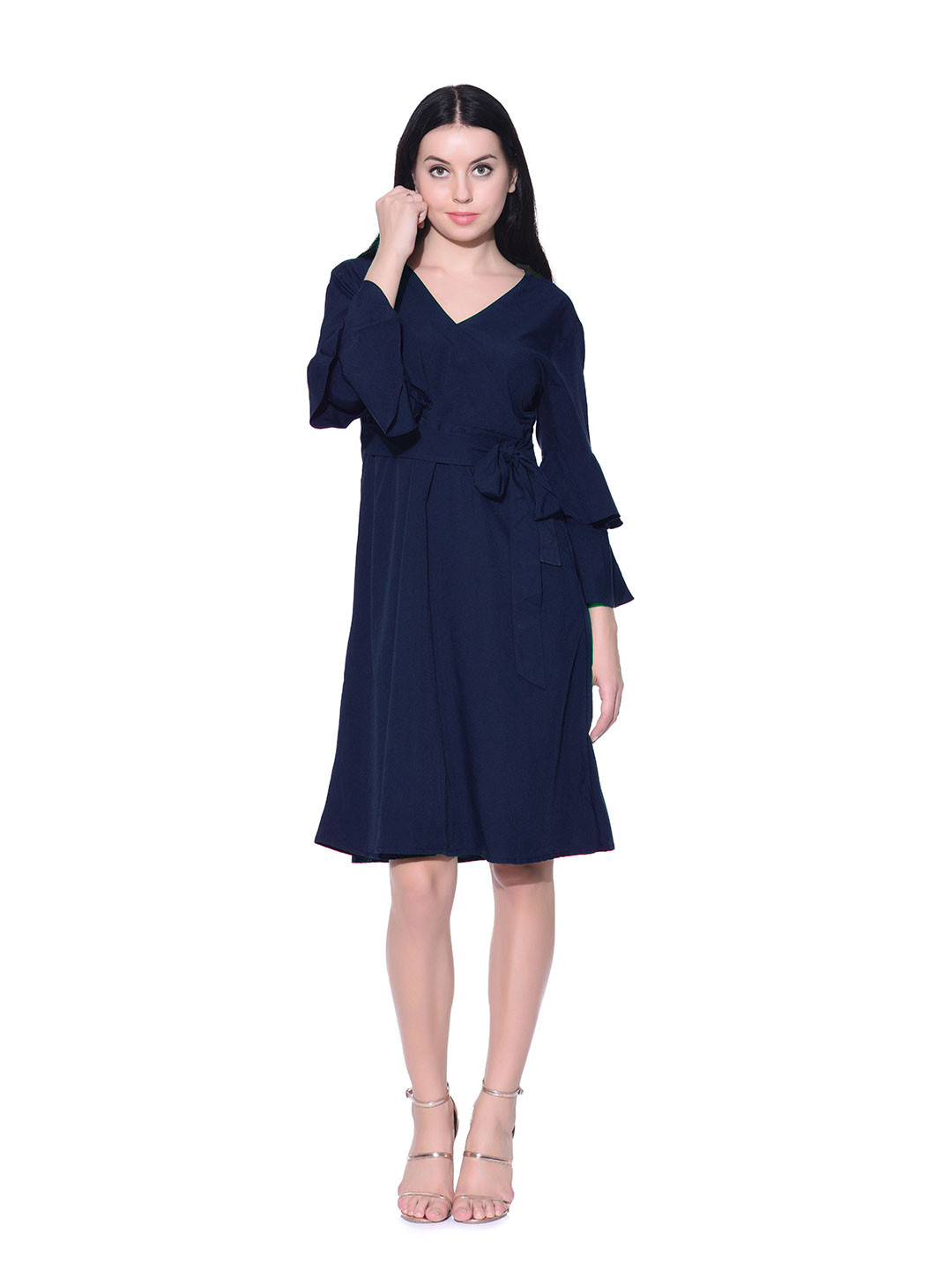 Uptownie Lite Bell Sleeves A-Line Dress With Belt