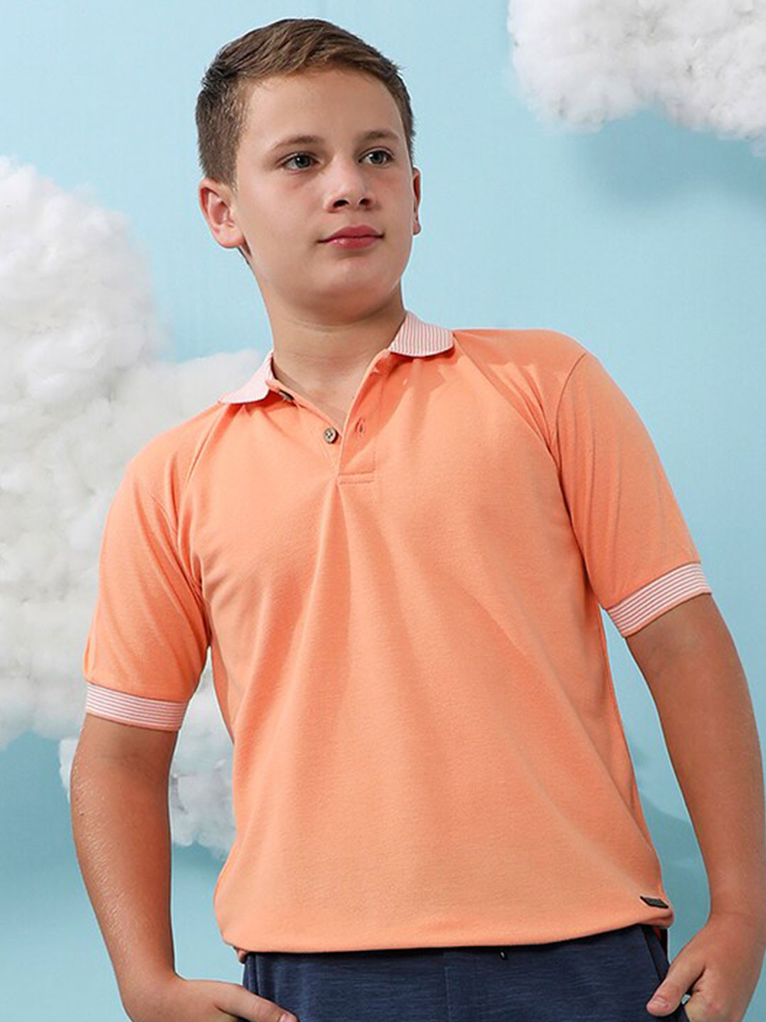 Instafab Boys Polo Neck Short Sleeves Cotton T-shirt