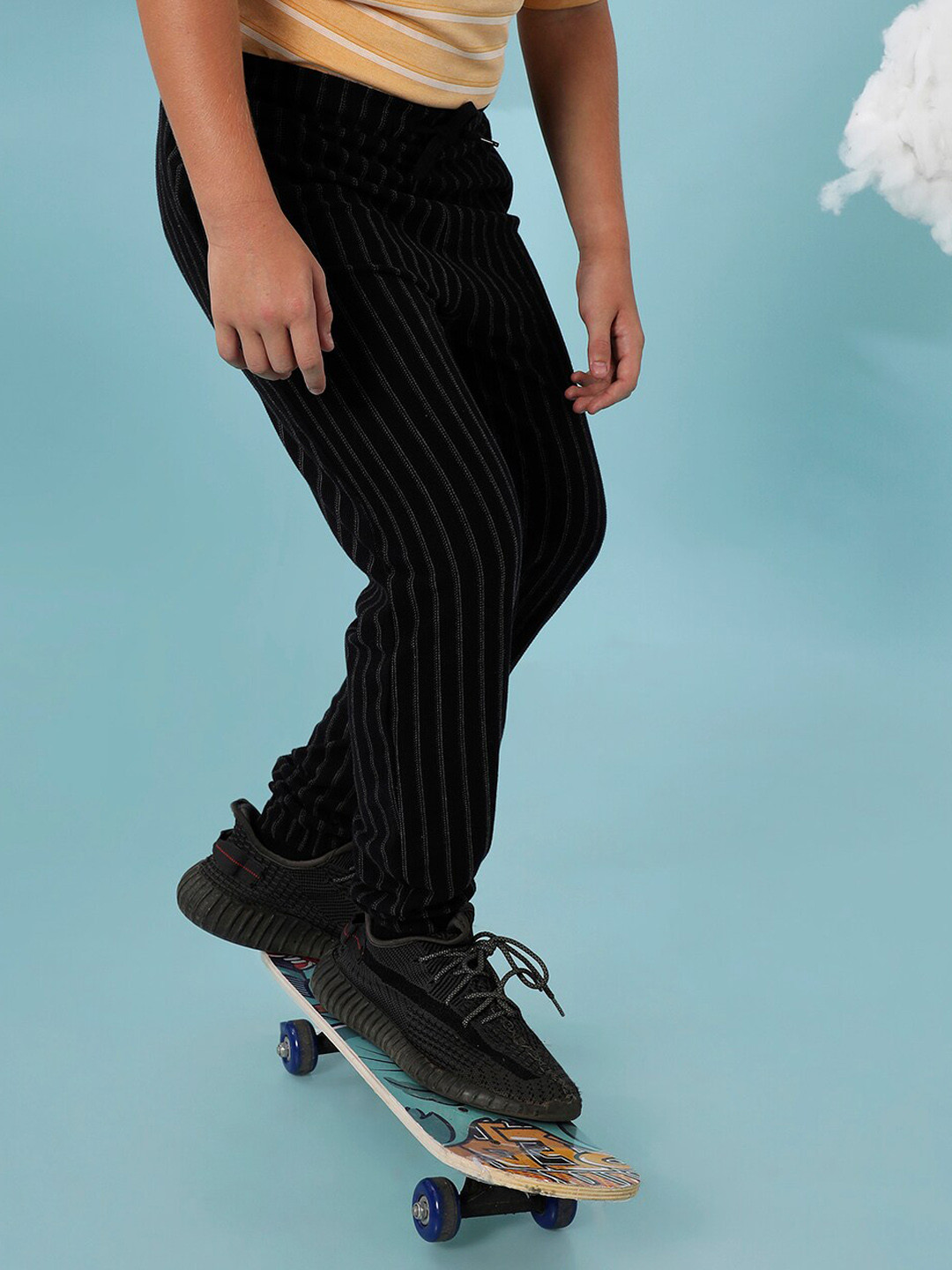 Instafab Boys Striped Cotton Slim-Fit Joggers