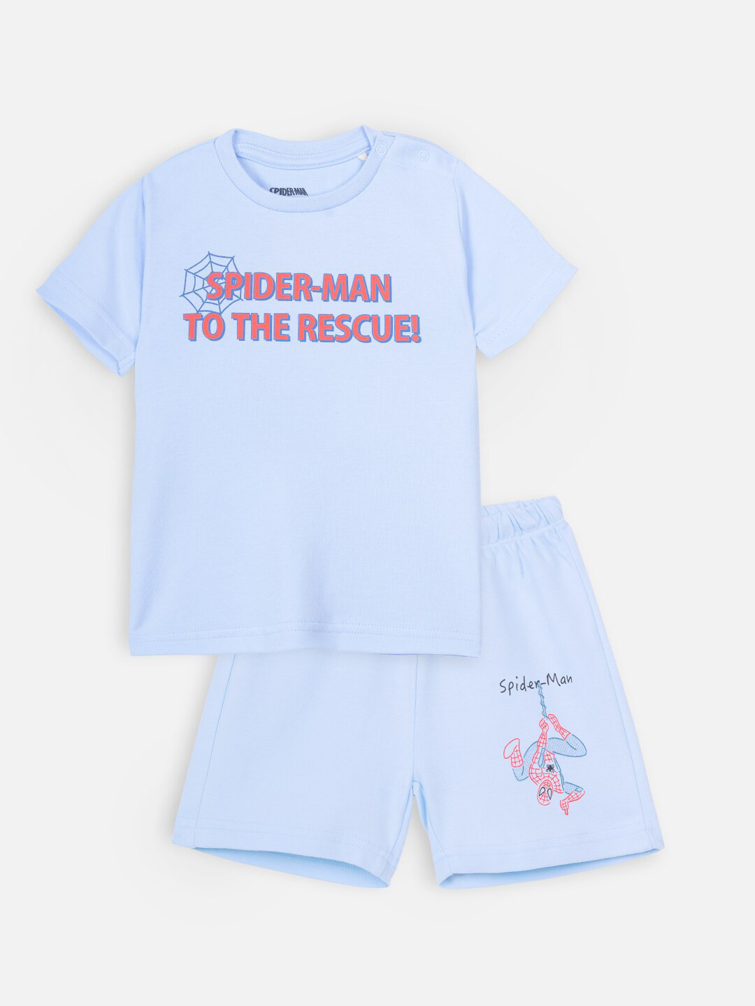 Nap Chief Infants Pure Cotton Spider-Man Rescue Printed T-Shirt & Shorts