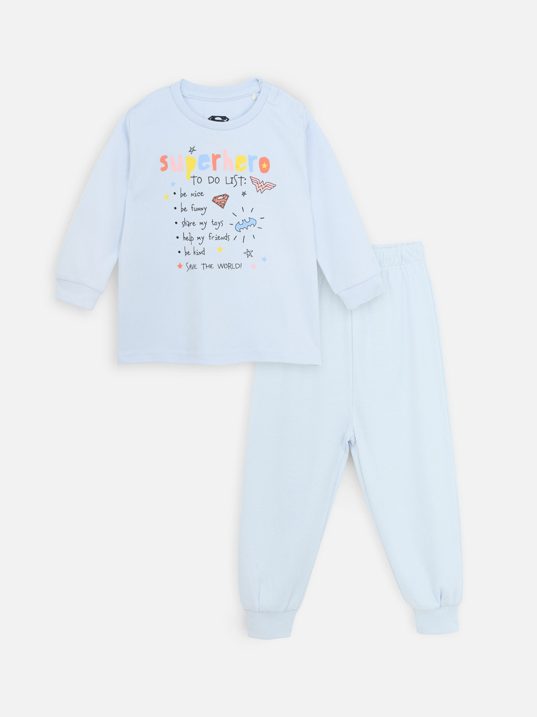 Kids Unisex Marvel Superheros Printed Cotton T-shirt with Joggers