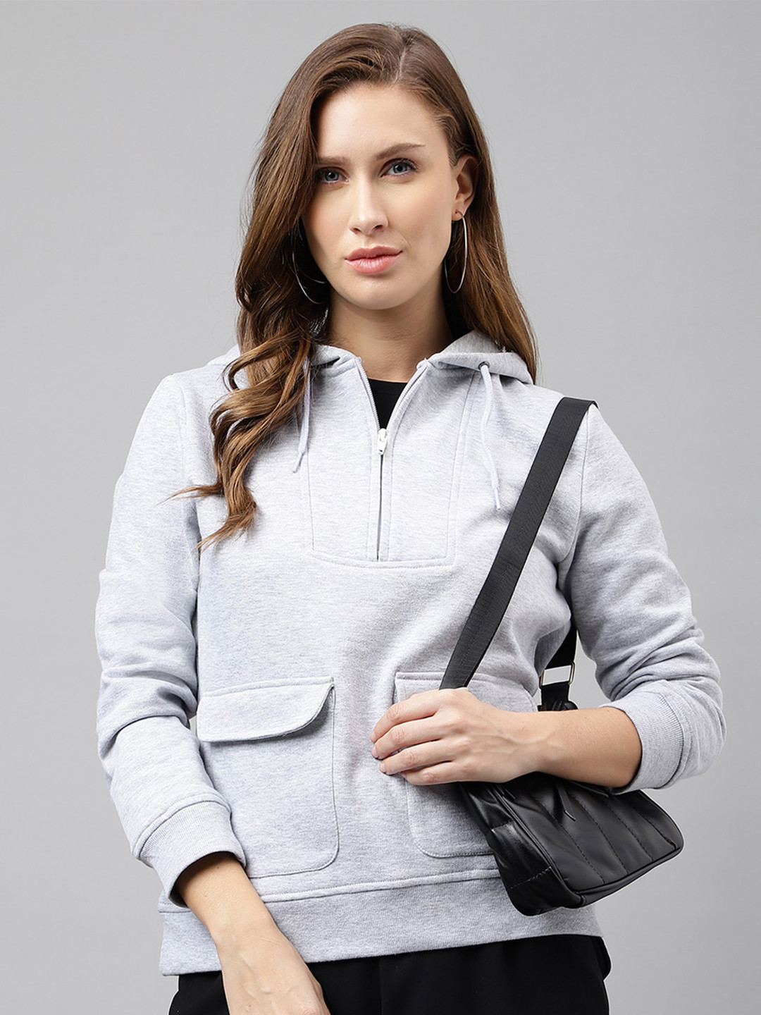 Hancock Hooded Anti Odour Half Zipper Fleece Pullover Sweatshirt