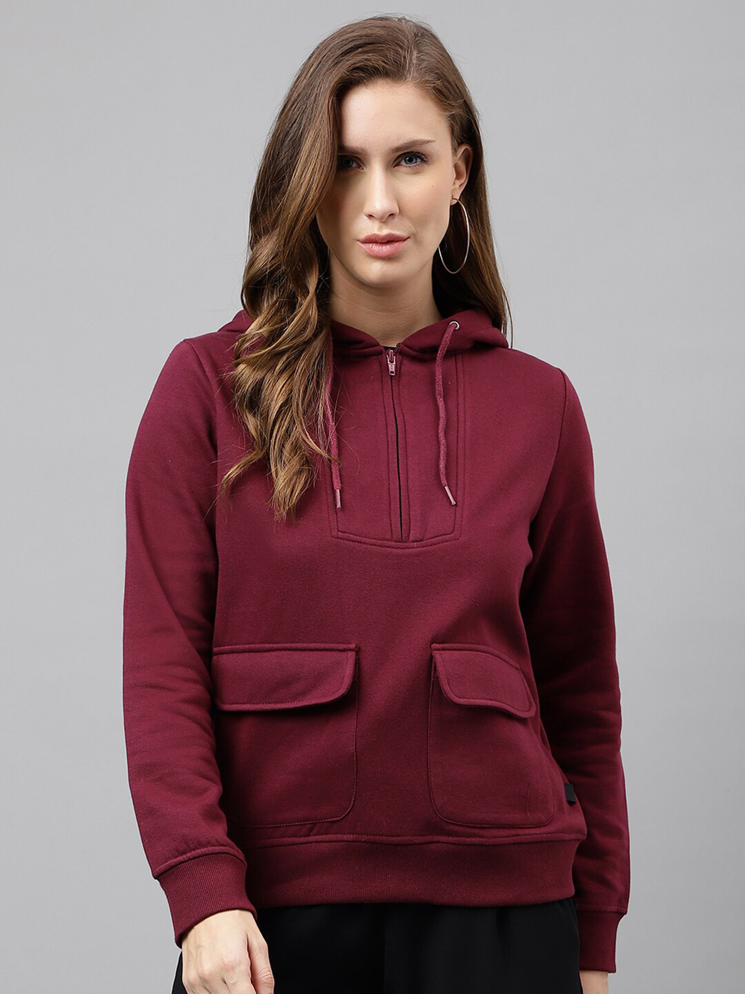 Hancock Hooded Anti Odour Half Zipper Fleece Pullover Sweatshirt