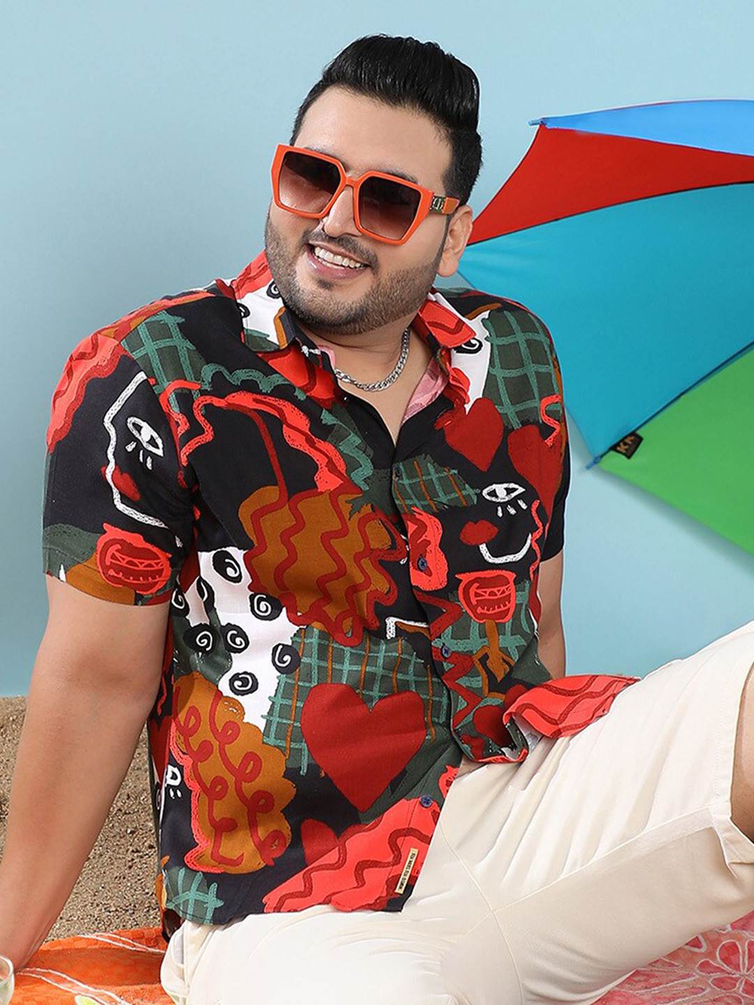 Instafab Plus Classic Fit Artistic Abstract Printed Casual Shirt