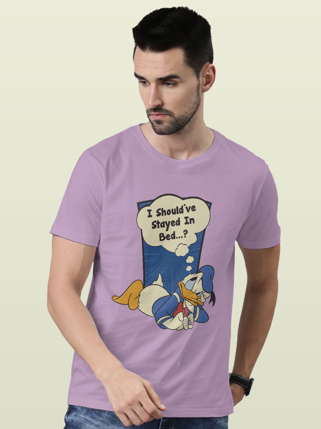 macmerise Donald Duck Printed Round Neck Bio Finish Cotton T-shirt