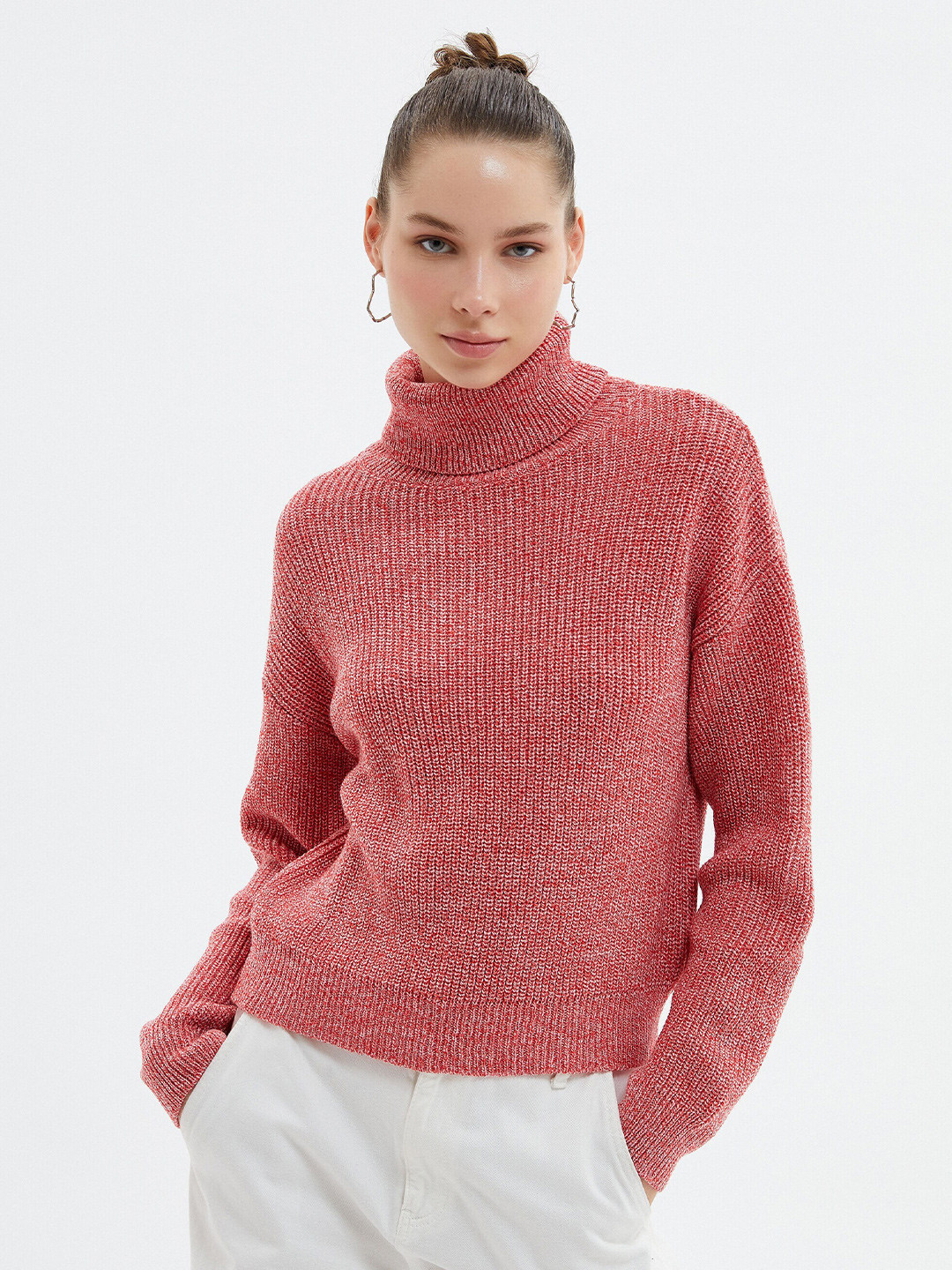 Koton Ribbed Turtle Neck Long Sleeves Acrylic Pullover Sweater