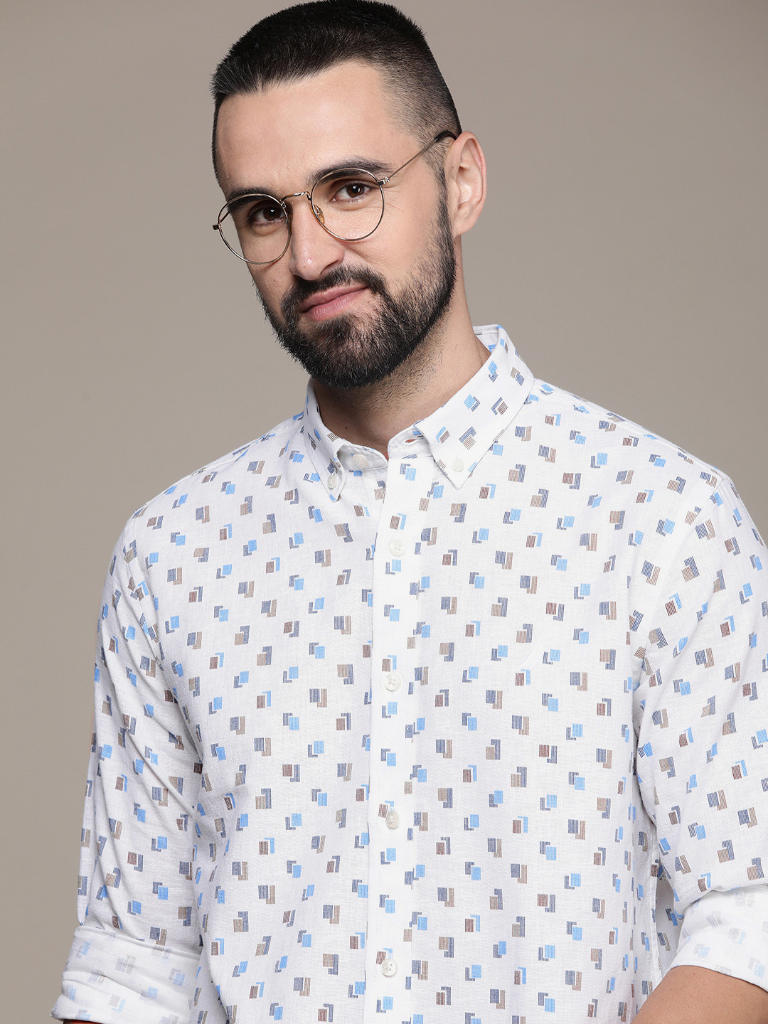 Nautica Linen Cotton Slim Fit Casual Shirt