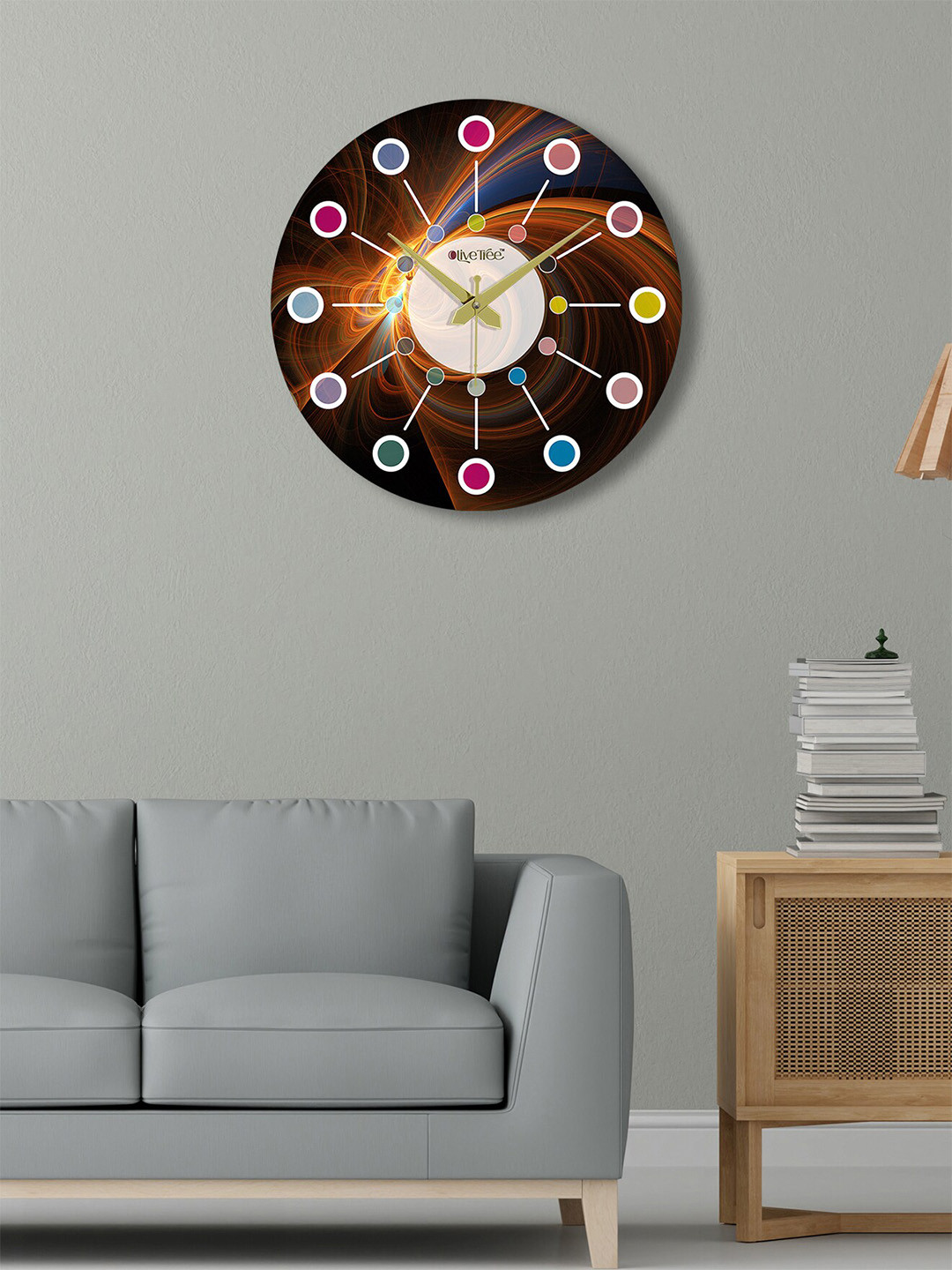 OLIVE TREE Pink MDF Large Display Round Battery Analogue Wall Clock-30.5cm