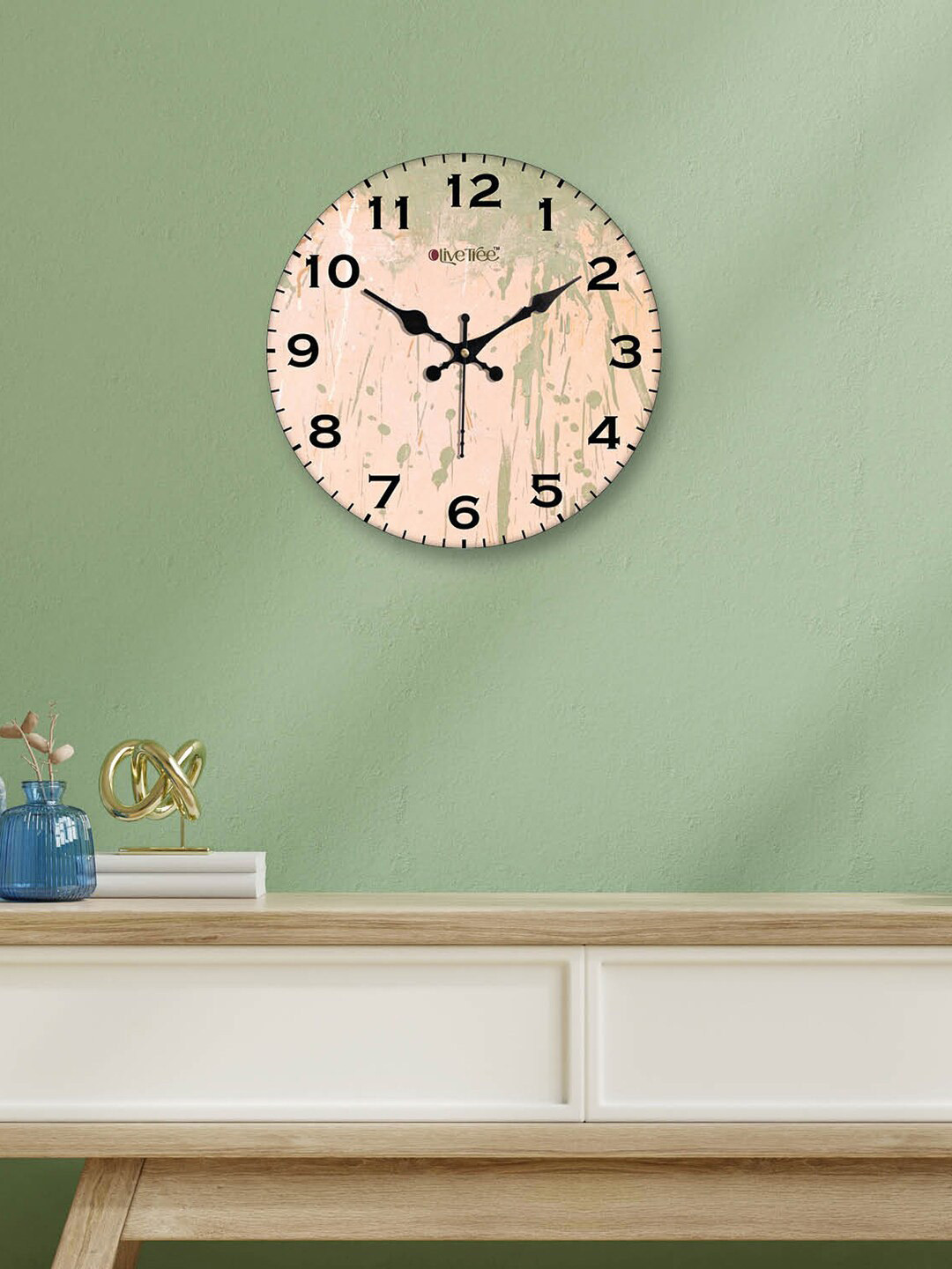 OLIVE TREE Pink MDF Large Display Round Battery Analogue Wall Clock-30.5cm