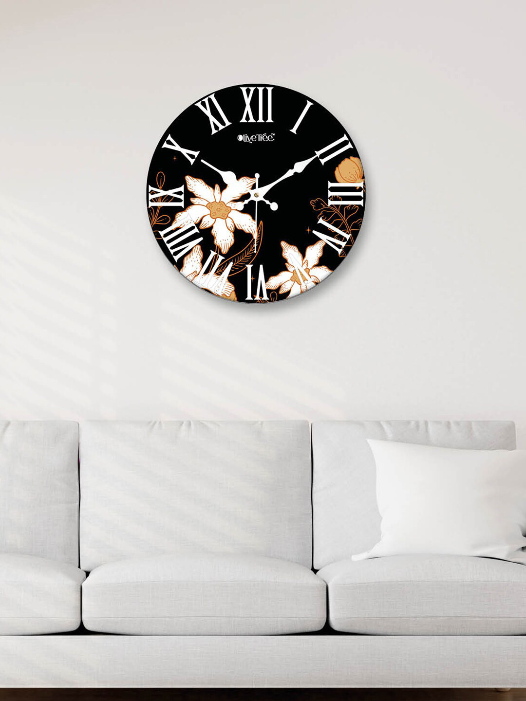 OLIVE TREE Black MDF Large Display Round Battery Analogue Wall Clock-30.4cm