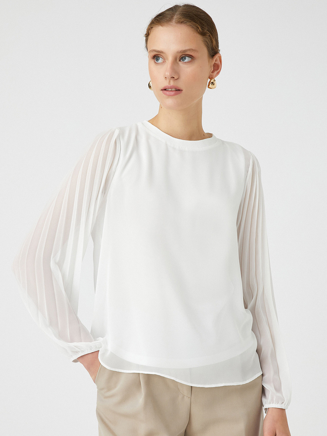 Koton Boat Neck Puff Sleeve Top