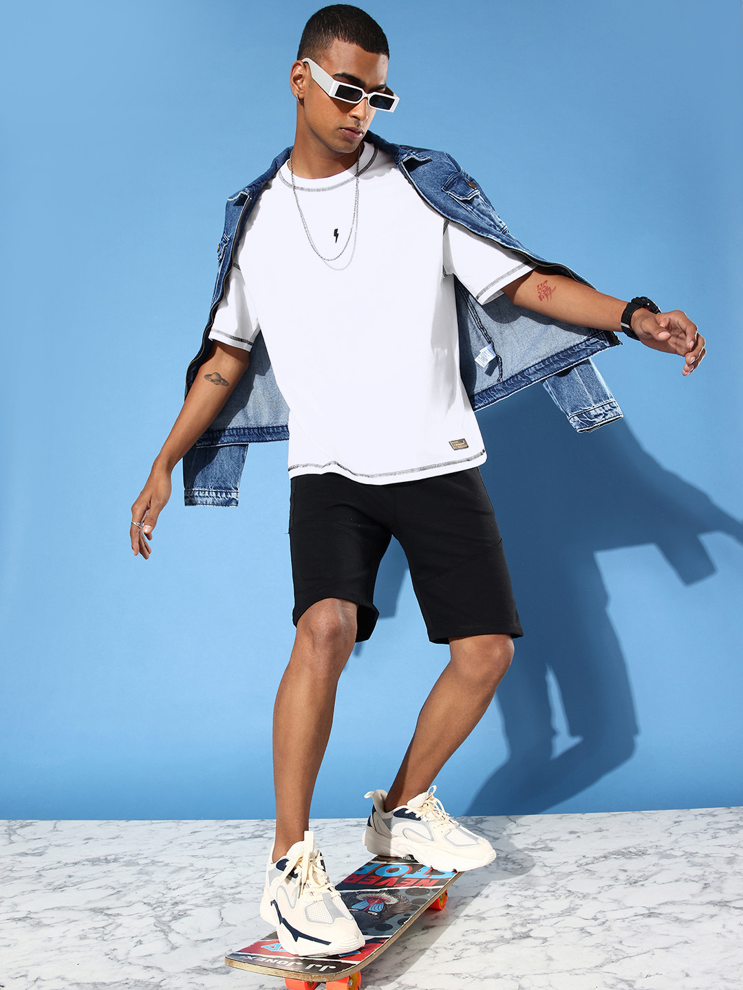 Stormborn Men Drop-Shoulder Sleeves Oversized Pure Cotton T-shirt