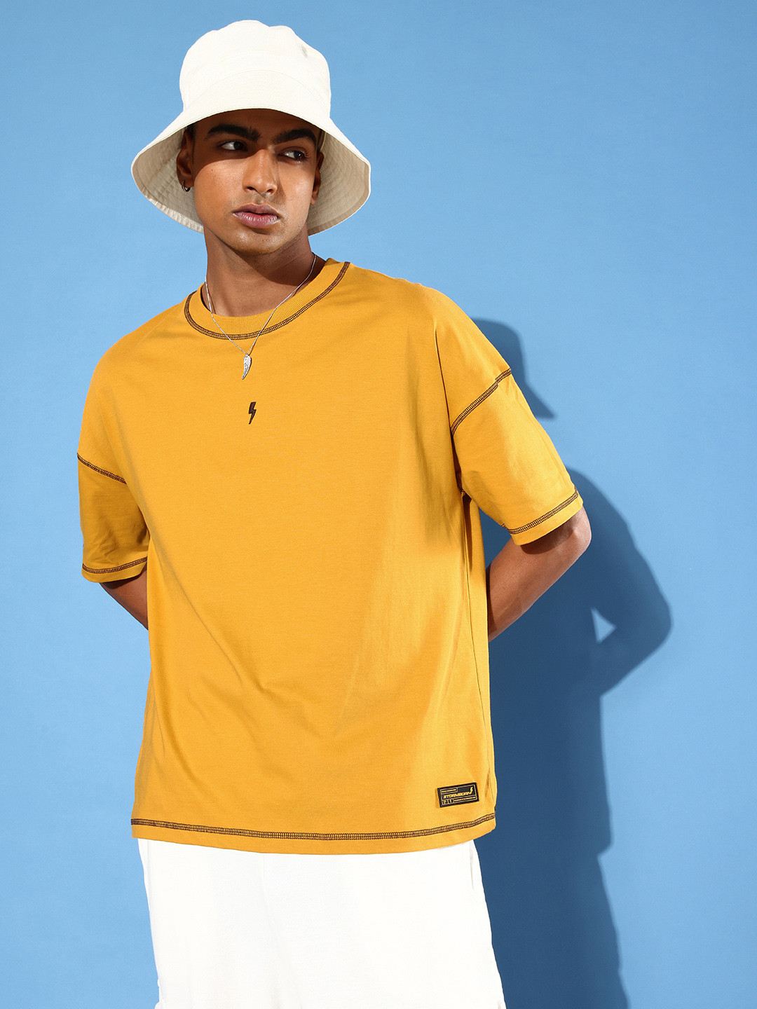 Stormborn Men Drop-Shoulder Sleeves Oversized Pure Cotton T-shirt