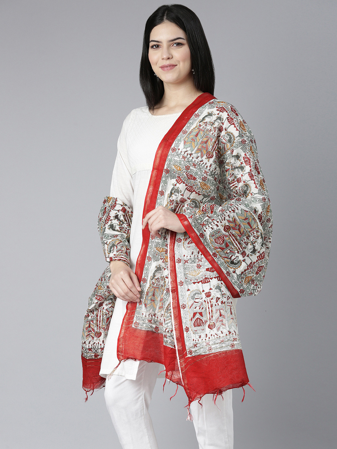 swatika Ethnic Motifs Woven Design Kalamkari Dupatta