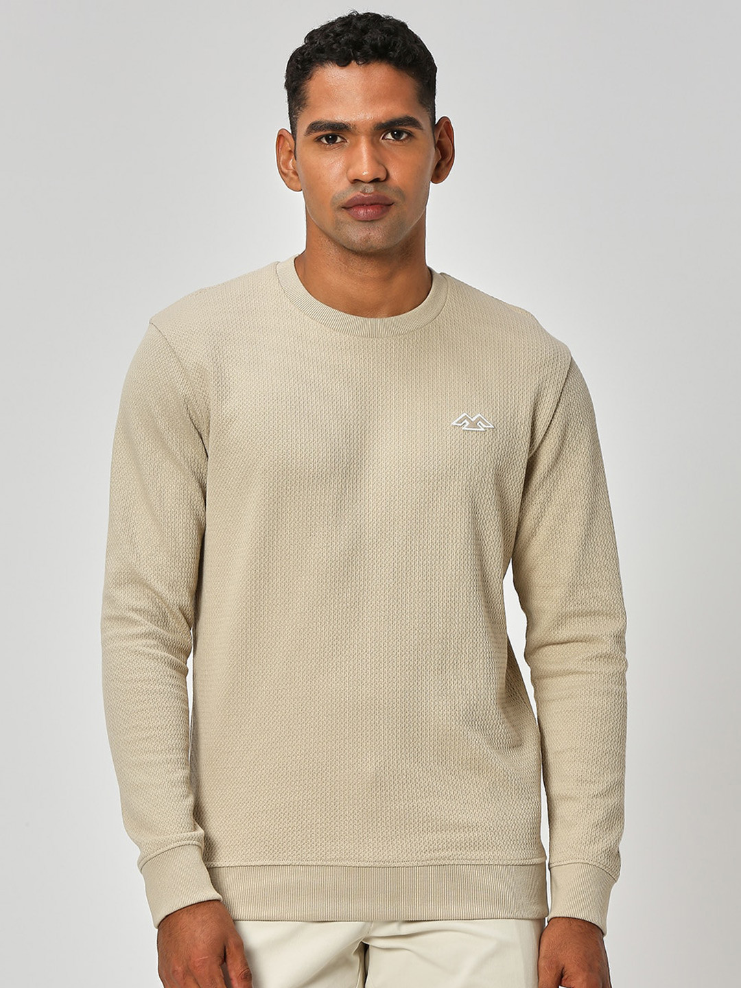 Mufti Textured Long Sleeves Round Neck Sweatshirt