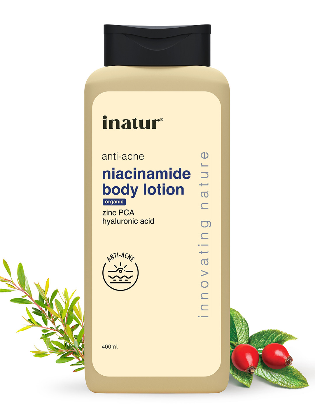 Inatur Innovating Nature Anti-Acne Niacinamide Organic Body Lotion with Zinc PCA - 400 ml