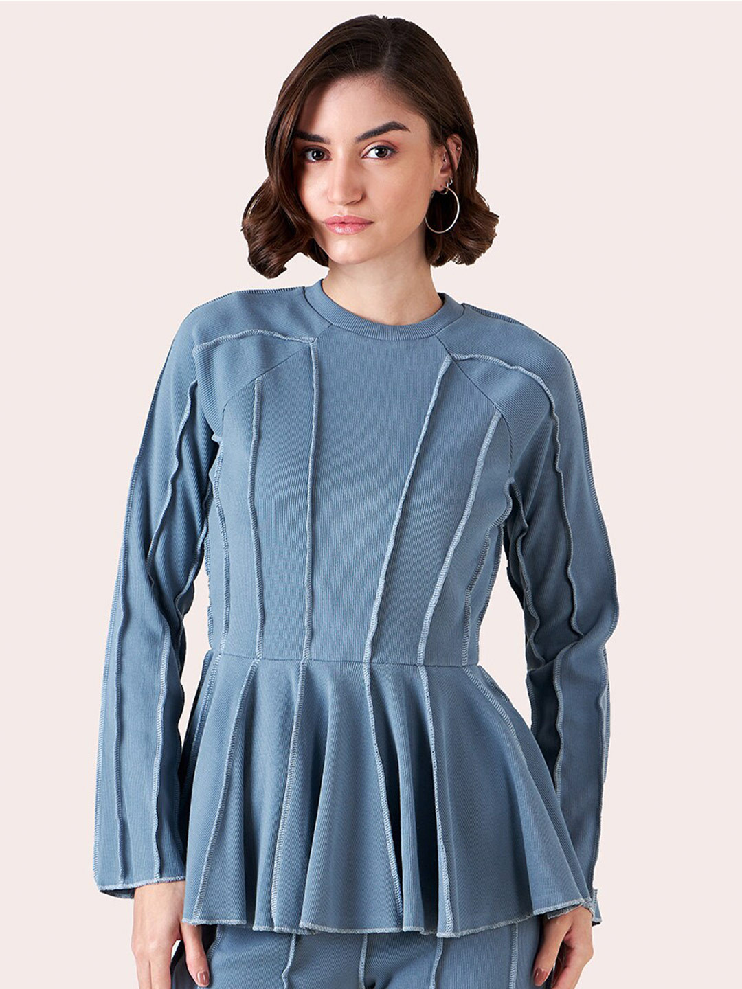 Muvazo Vertical Stripes Peplum Top