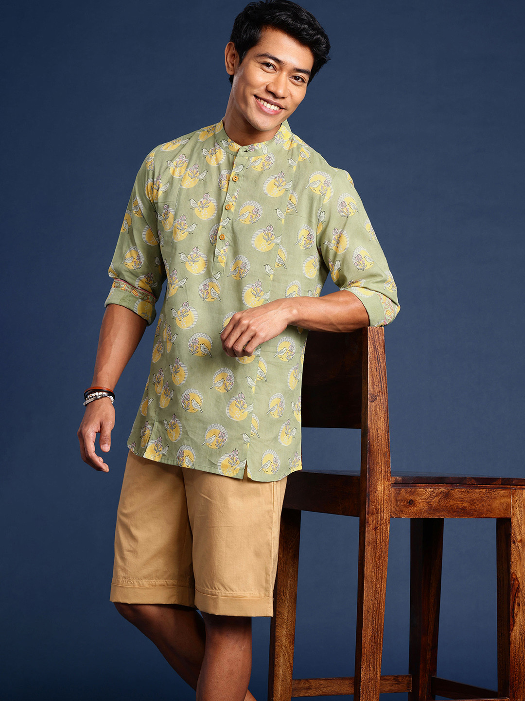 Taavi Sanganeri Men Sanganeri Block Print Shirt With Shorts