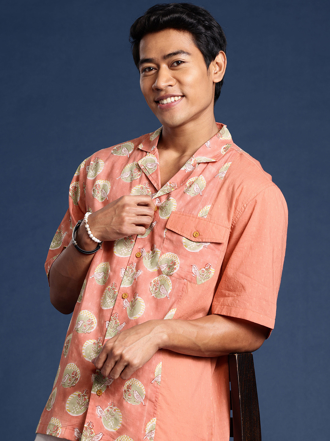 Taavi Floral Opaque Printed Casual Gulli Sanganeri Shirt