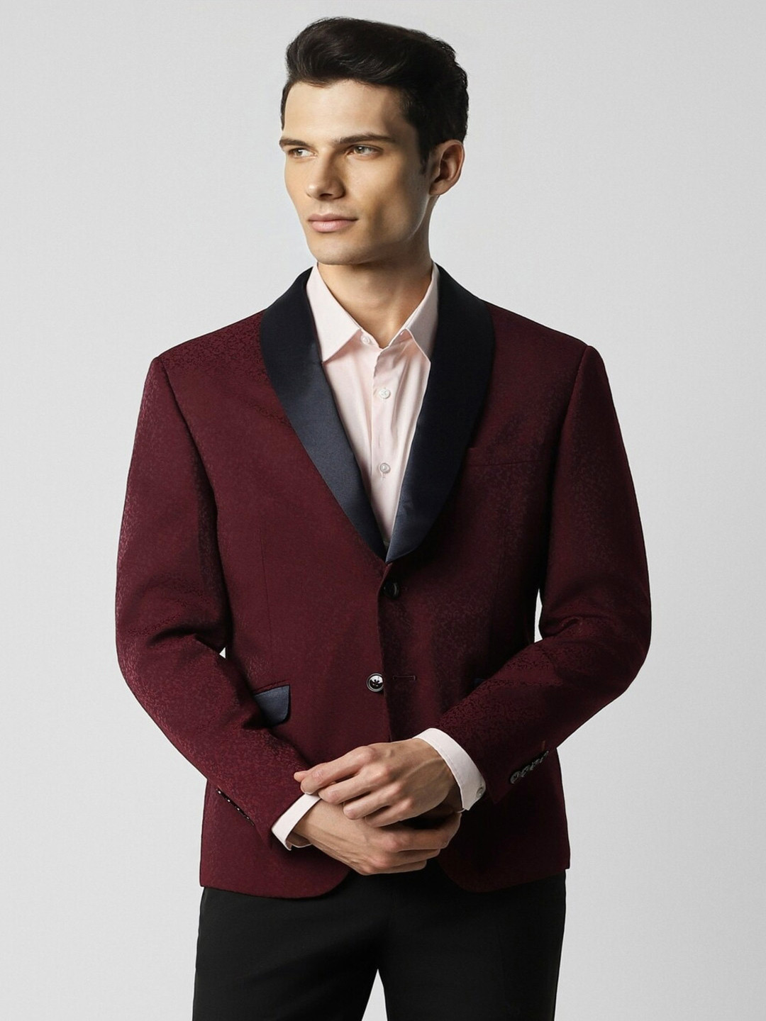 Van Heusen Single-Breasted Super Slim Fit Self-Design Party Blazer